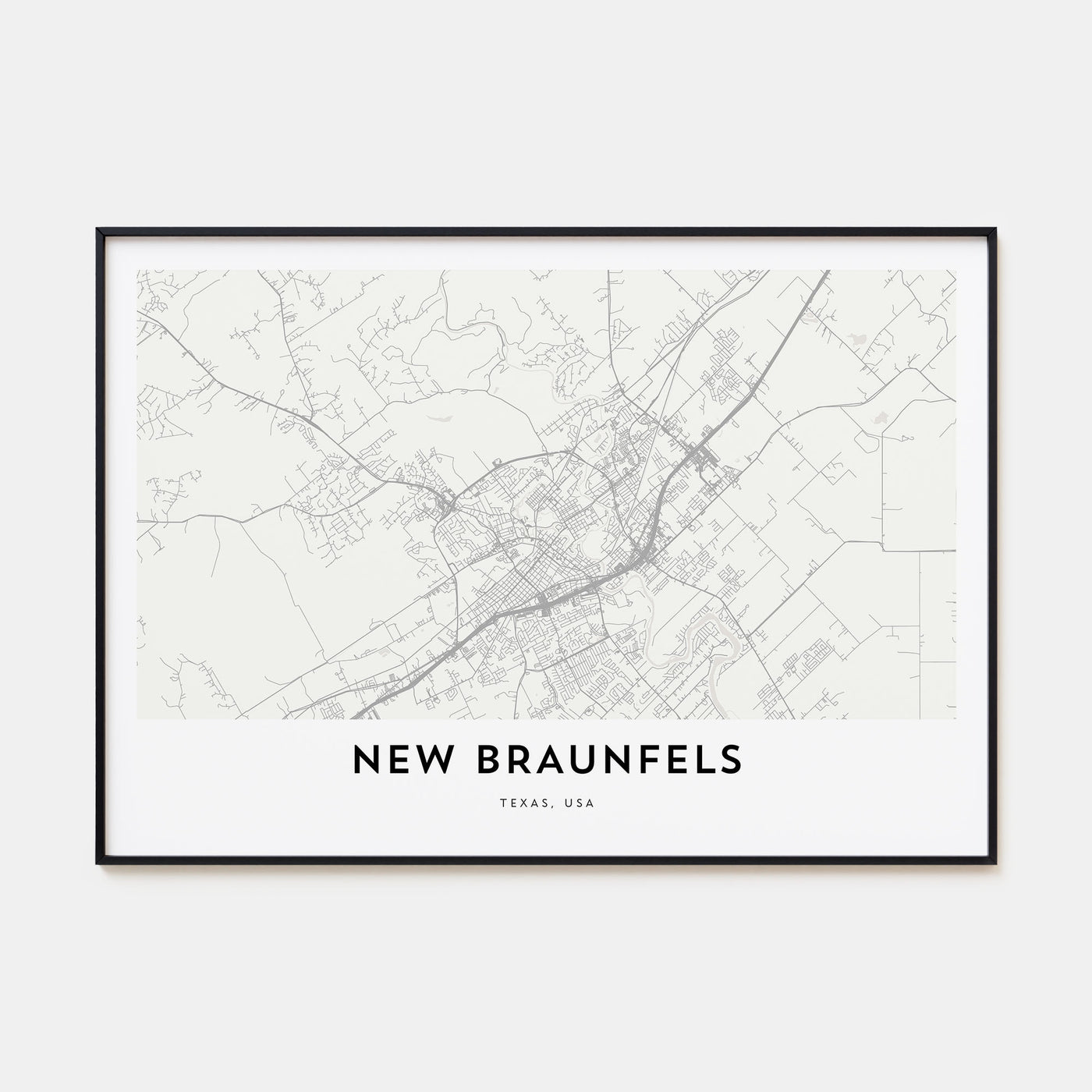 New Braunfels Map Landscape Poster