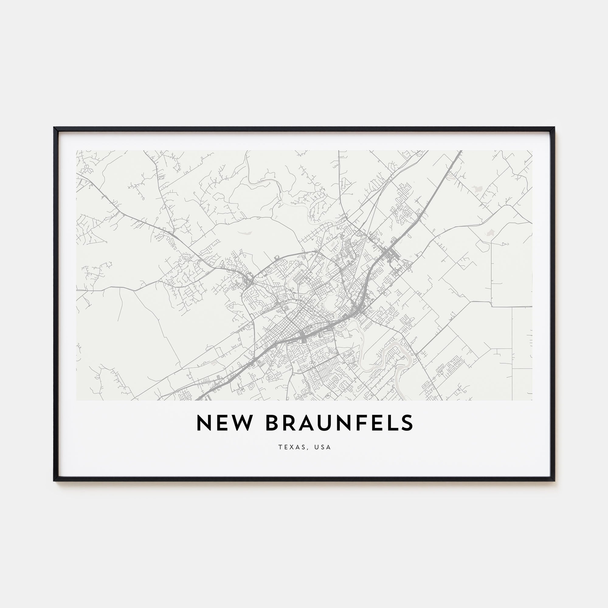 New Braunfels Map Landscape Poster