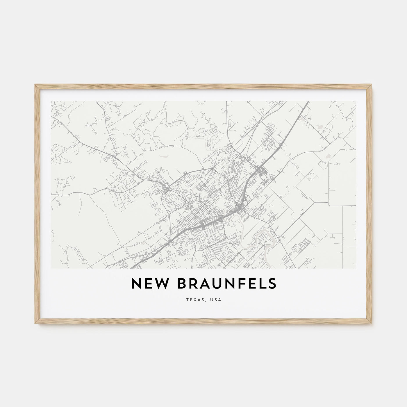 New Braunfels Map Landscape Poster