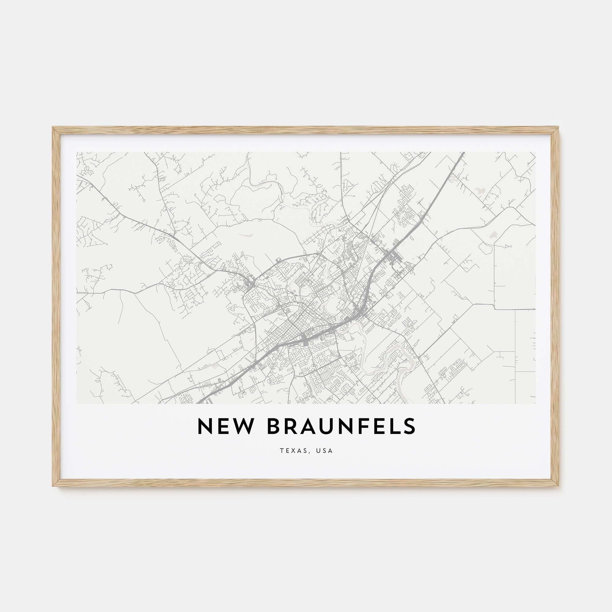 New Braunfels Map Landscape Poster