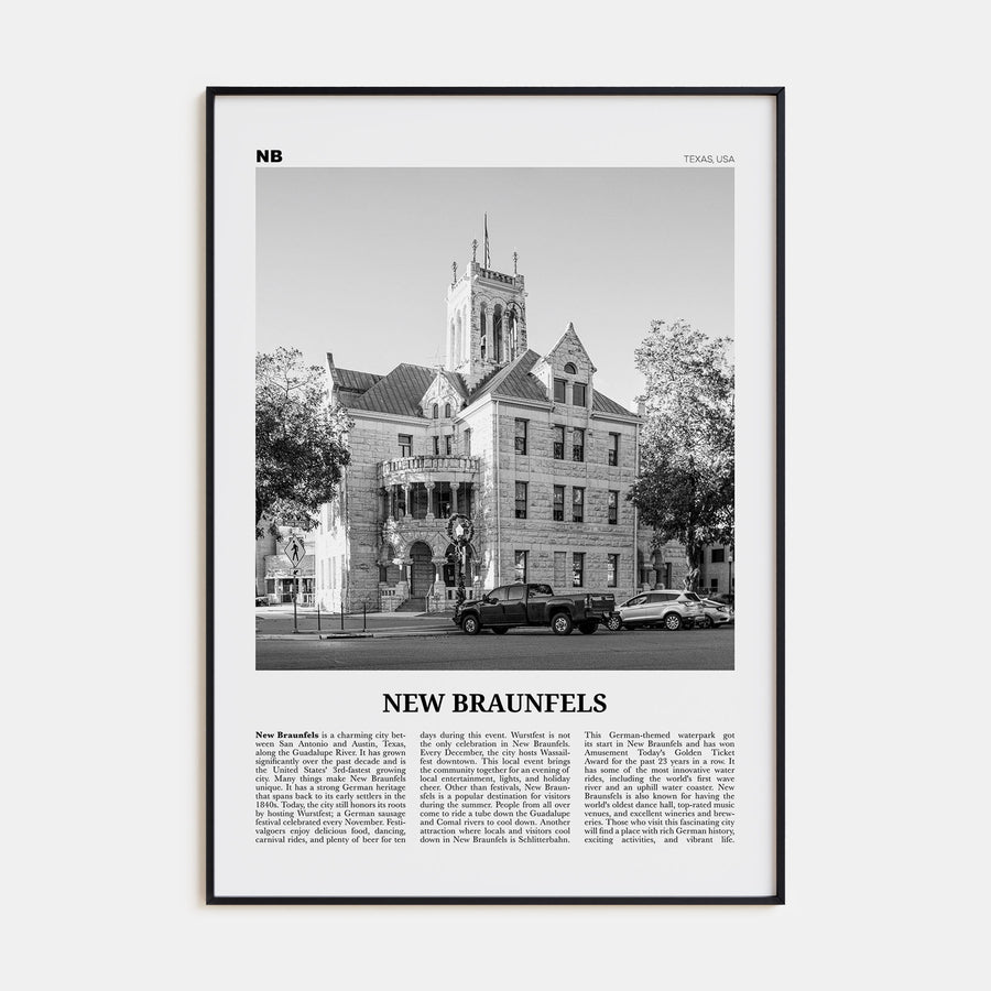 New Braunfels Travel B&W Poster