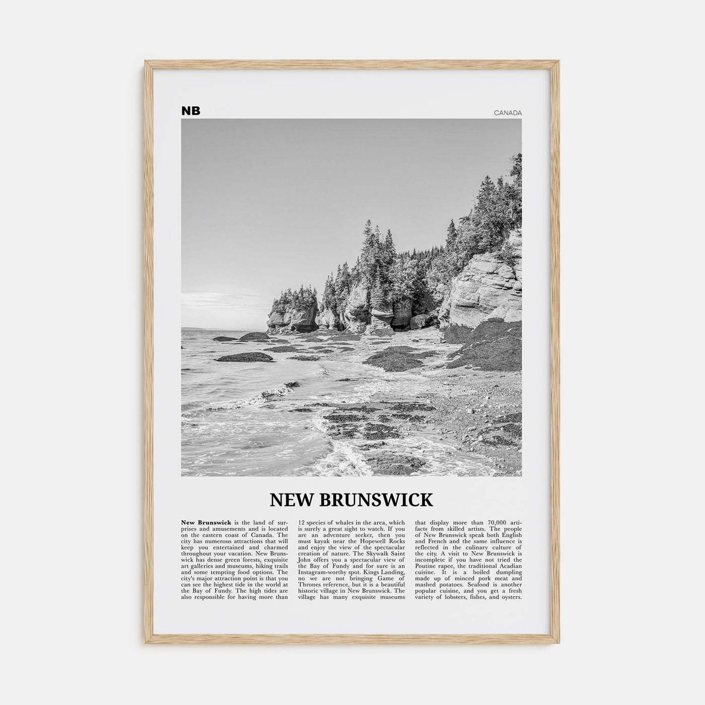 New Brunswick Travel B&W Poster