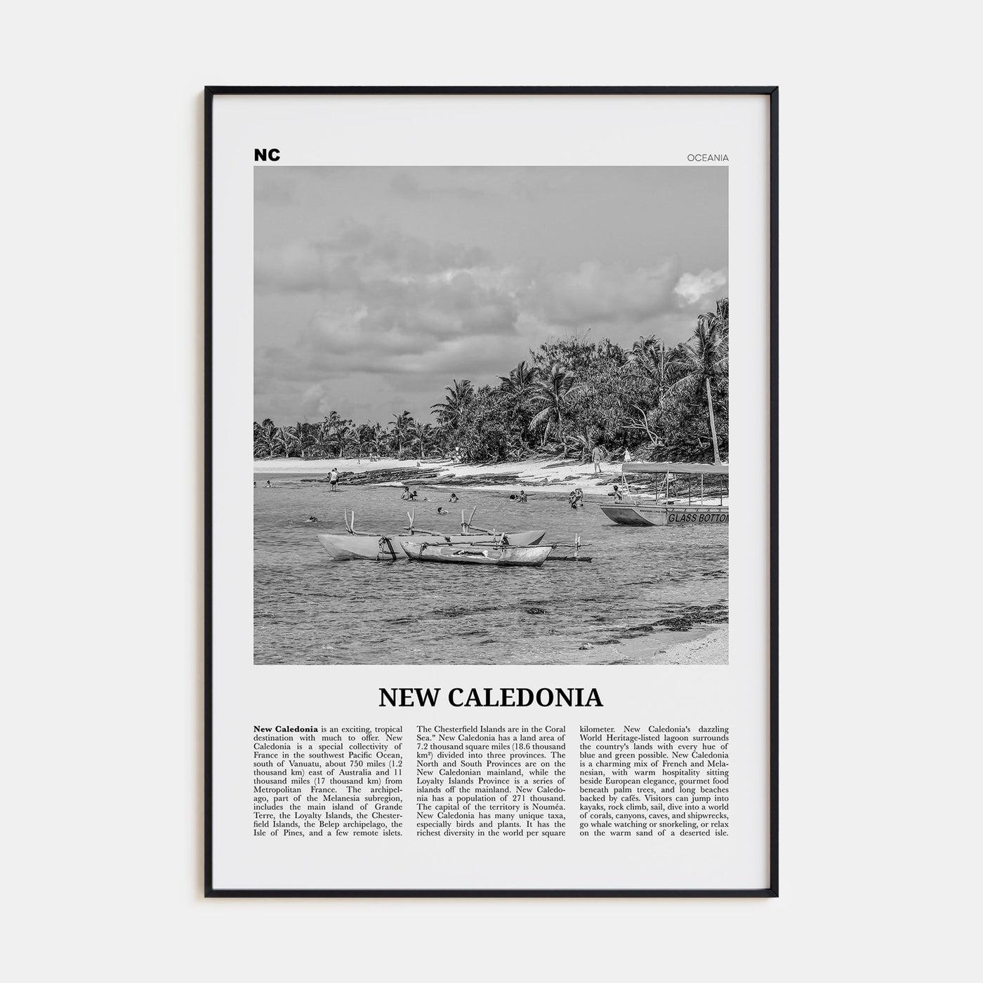 New Caledonia Travel B&W Poster