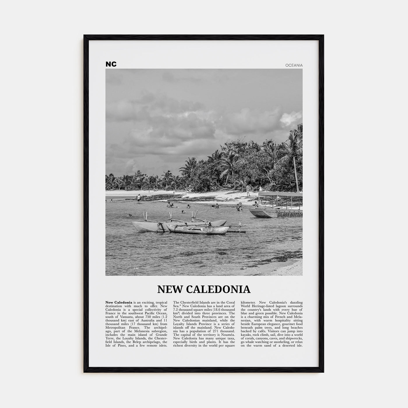 New Caledonia Travel B&W Poster