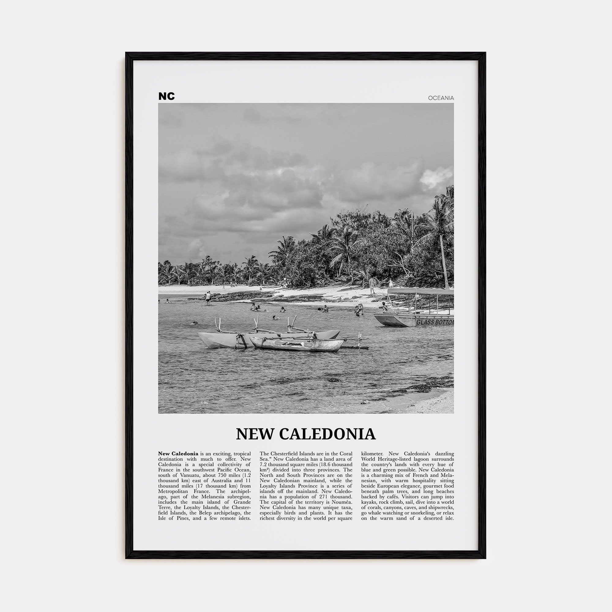 New Caledonia Travel B&W Poster