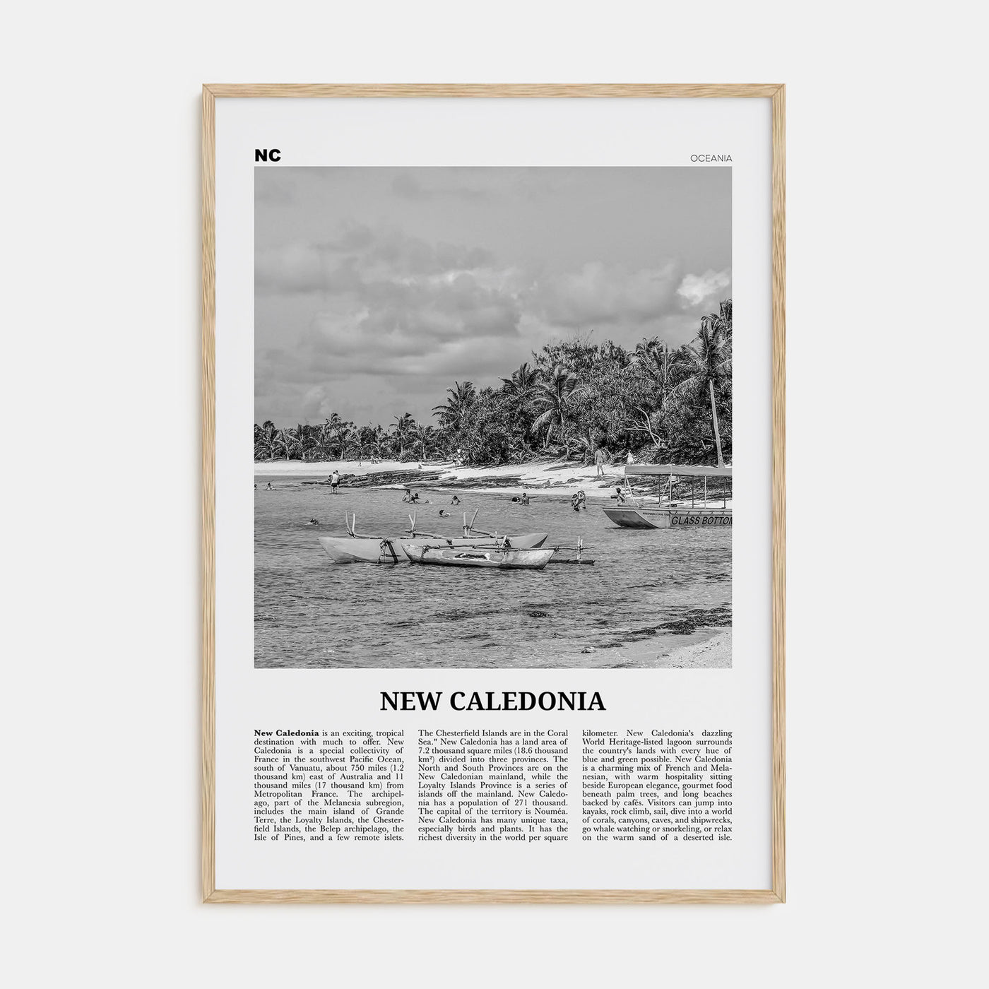New Caledonia Travel B&W Poster