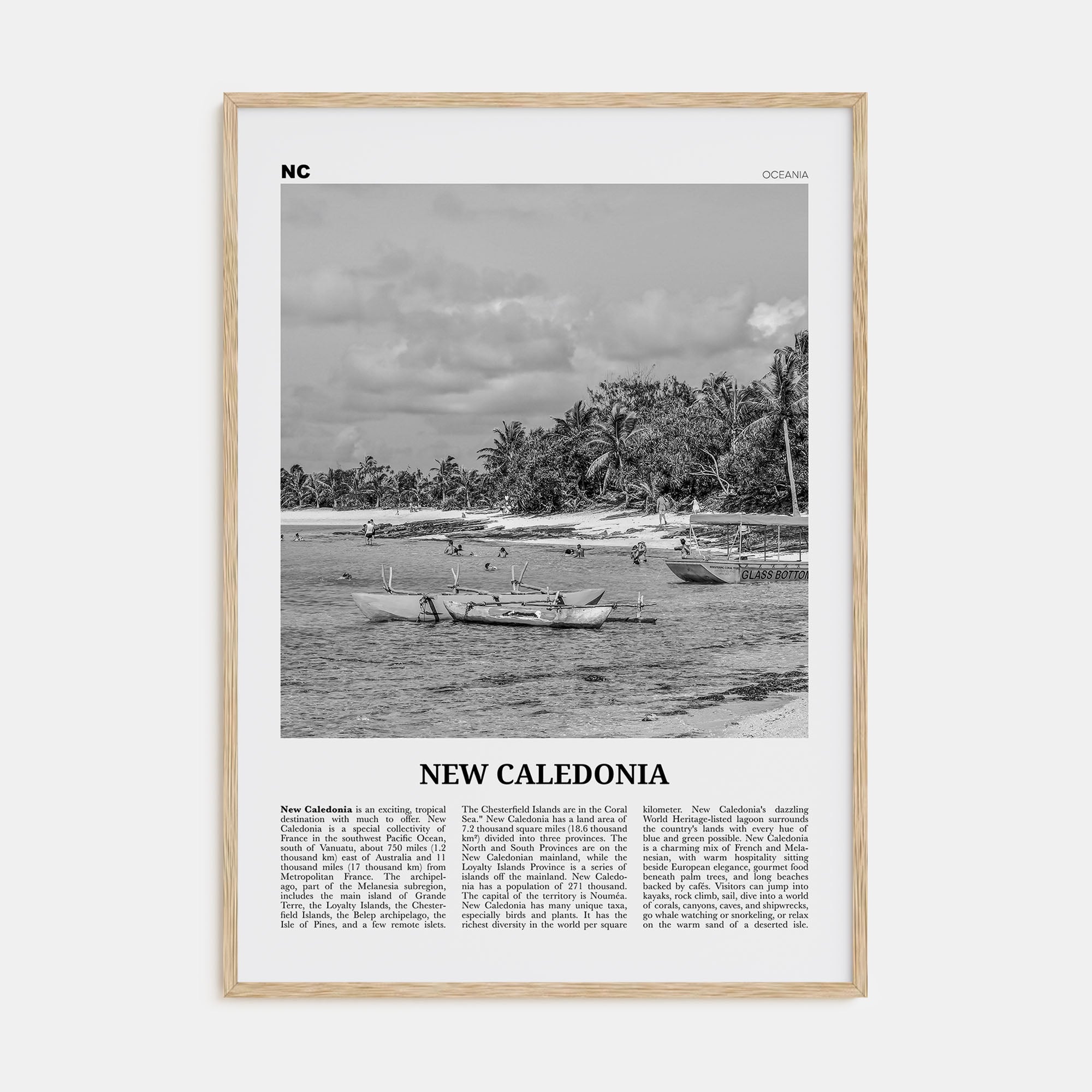 New Caledonia Travel B&W Poster