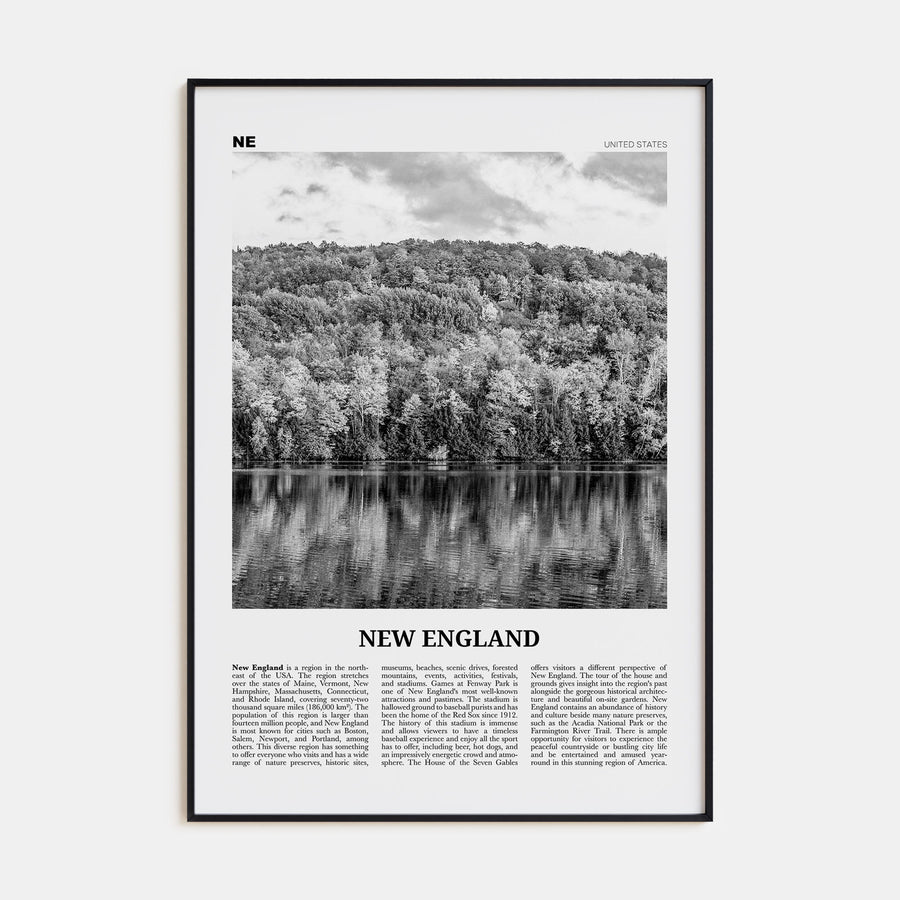 New England Travel B&W Poster