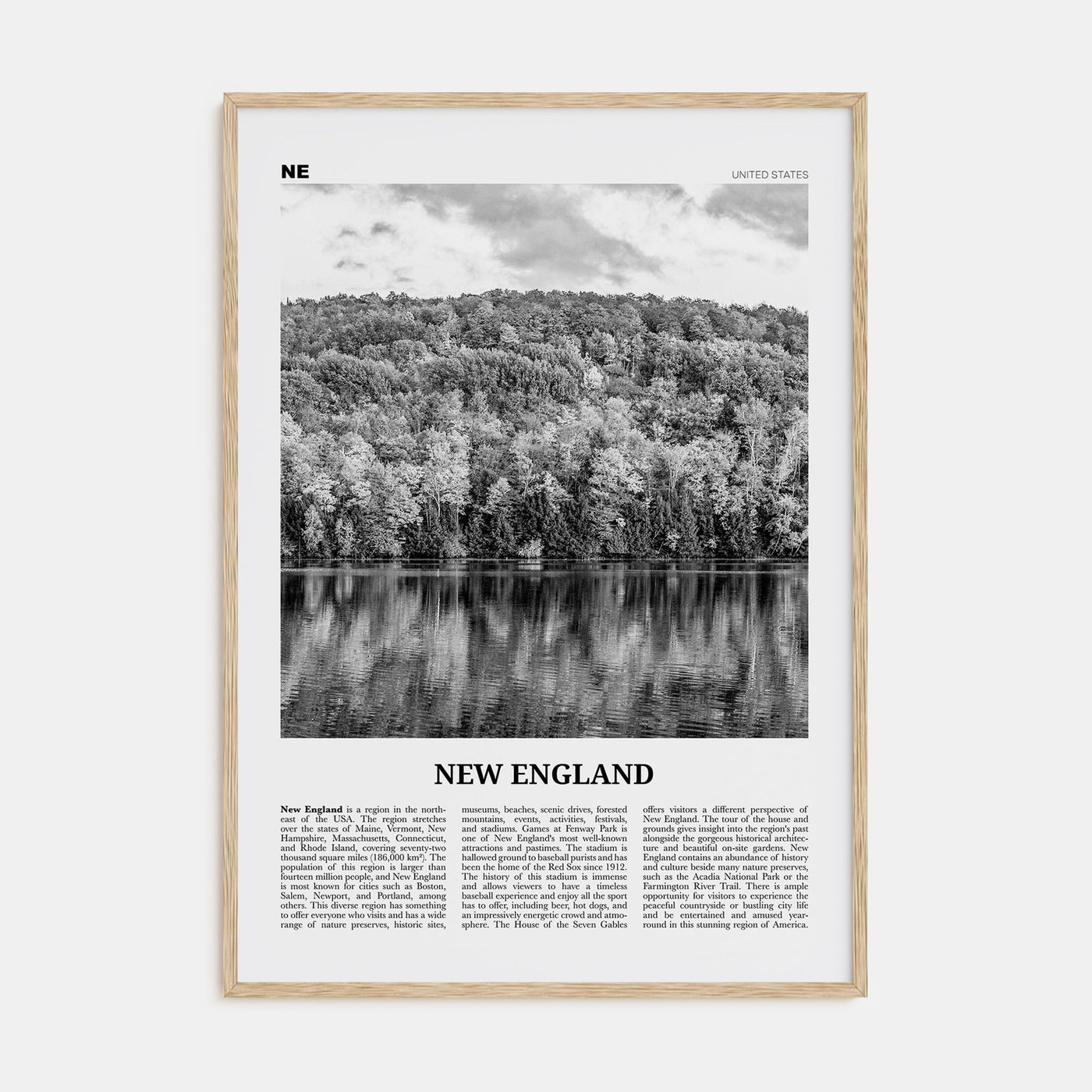 New England Travel B&W Poster