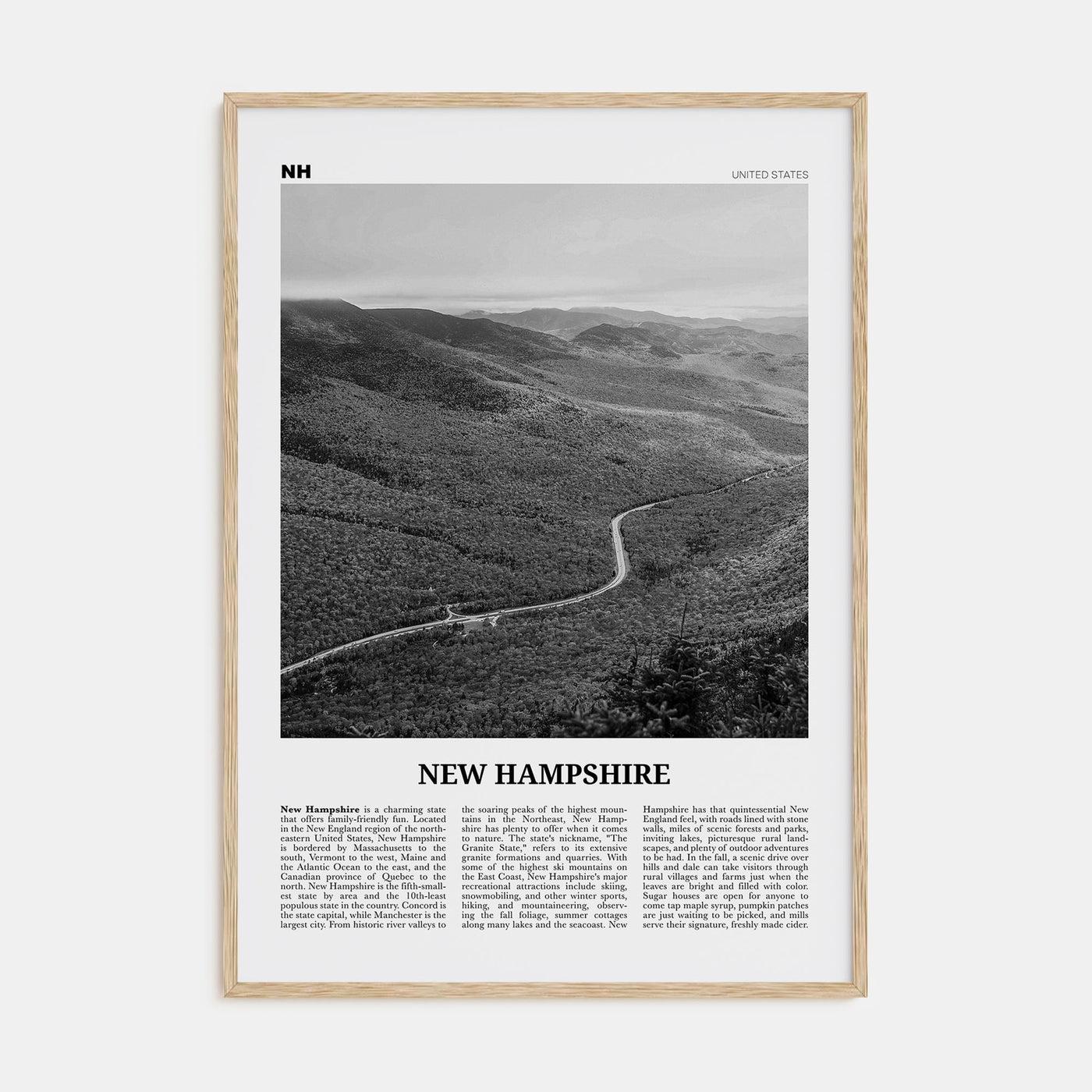 New Hampshire Travel B&W No 2 Poster