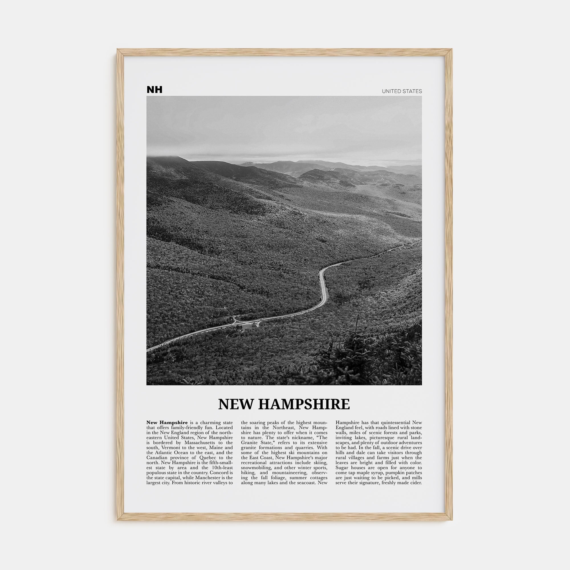 New Hampshire Travel B&W No 2 Poster