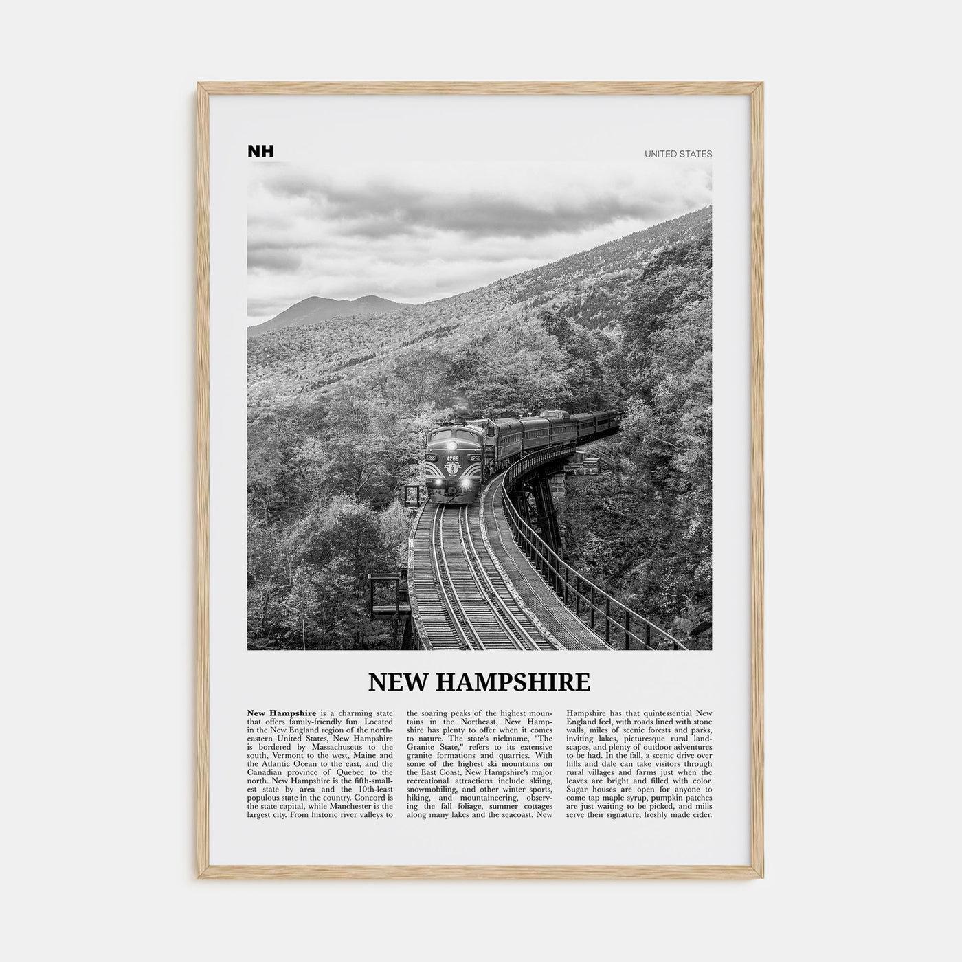 New Hampshire Travel B&W No 3 Poster