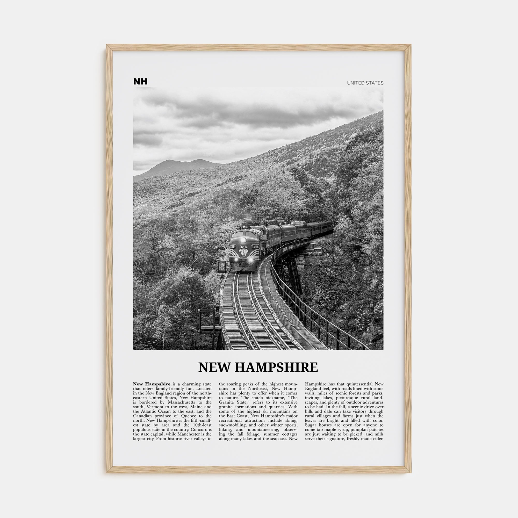 New Hampshire Travel B&W No 3 Poster