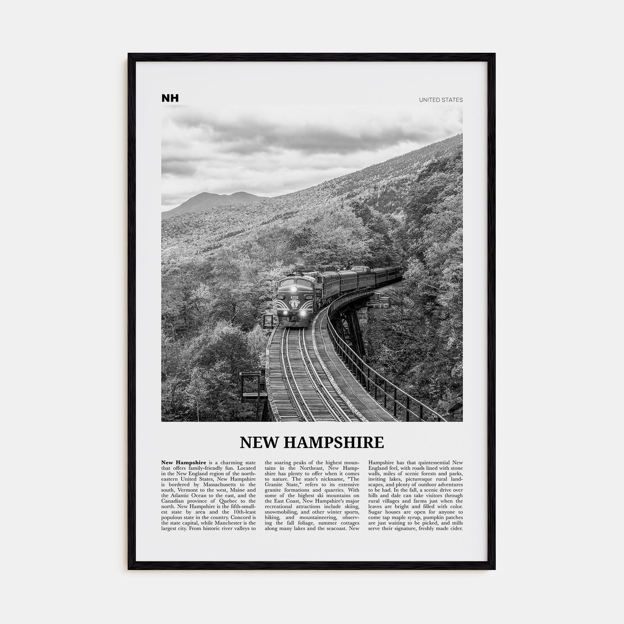 New Hampshire Travel B&W No 3 Poster