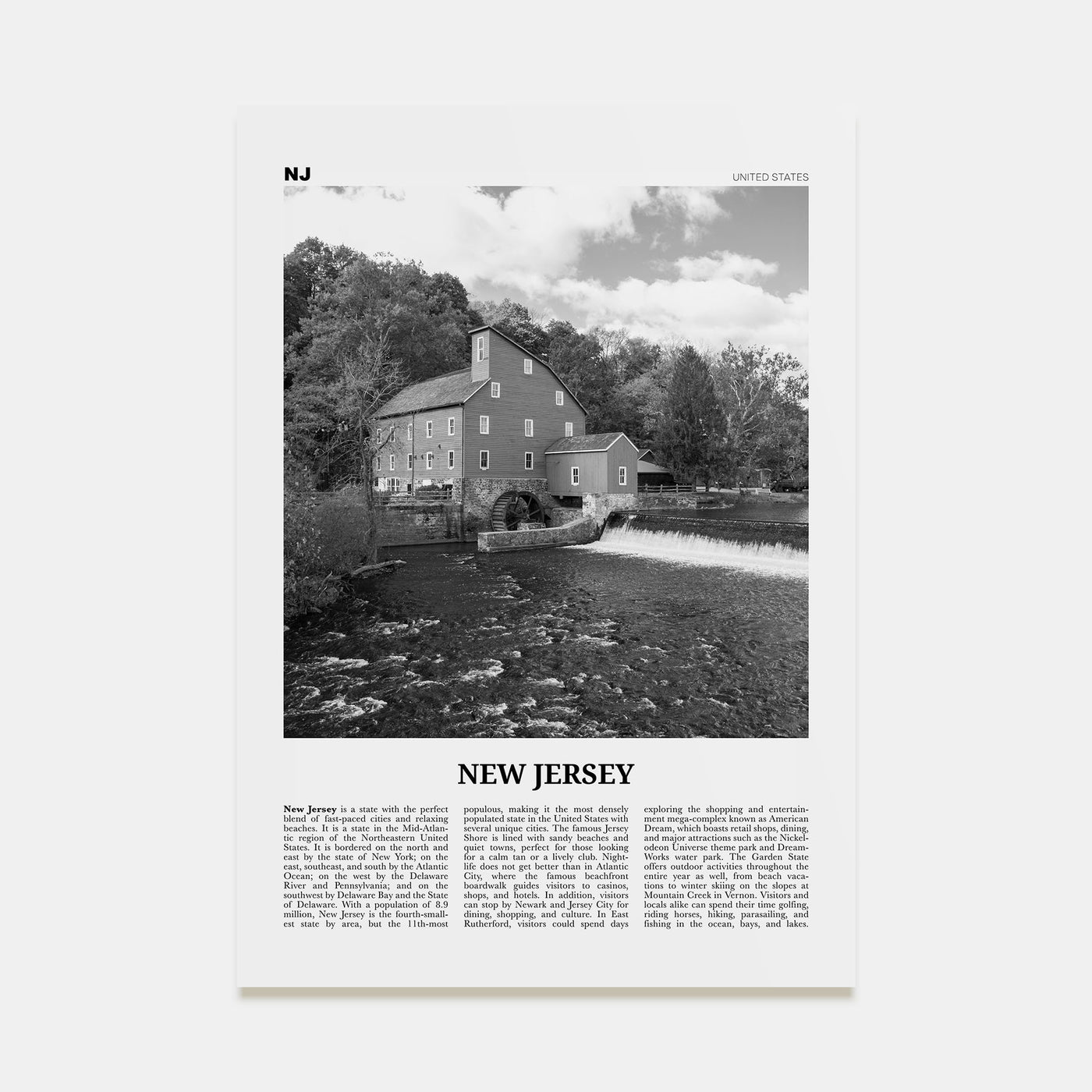 New Jersey Travel B&W No 5 Poster