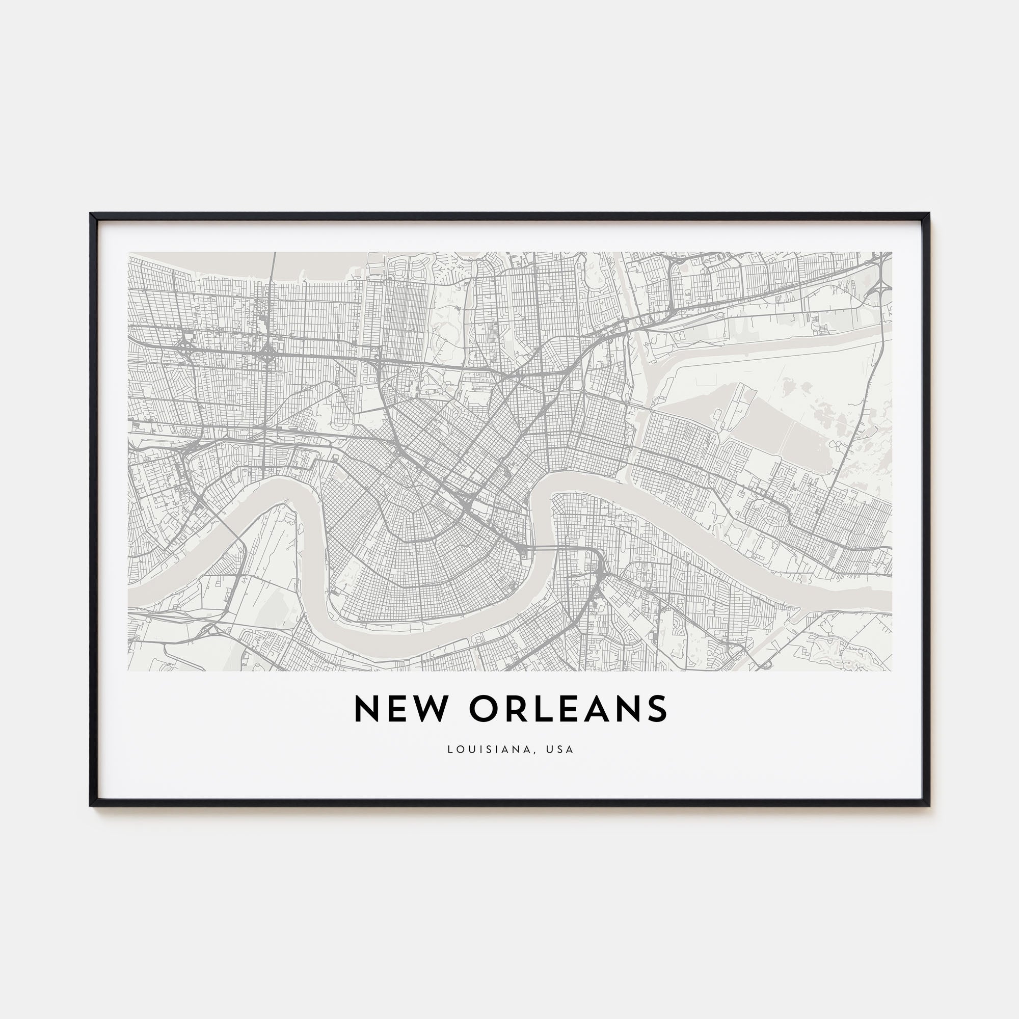 New Orleans Map Landscape Poster