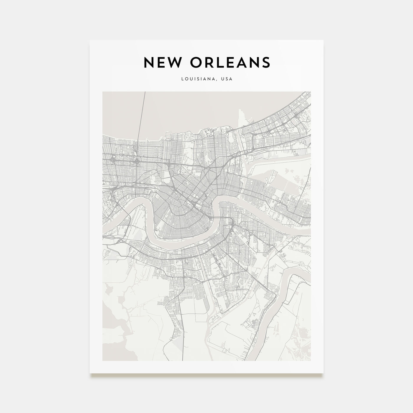 New Orleans Map Portrait Poster