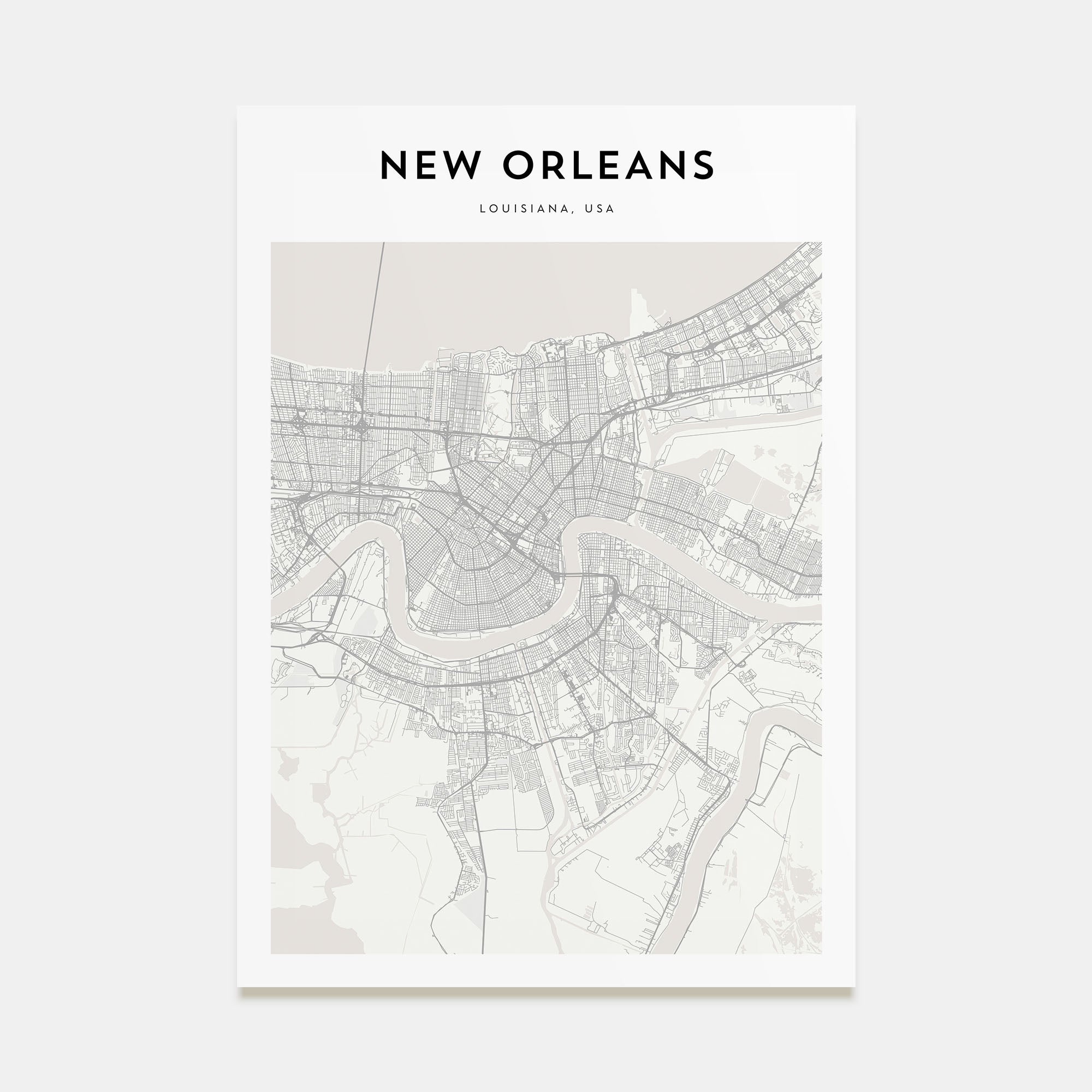 New Orleans Map Portrait Poster