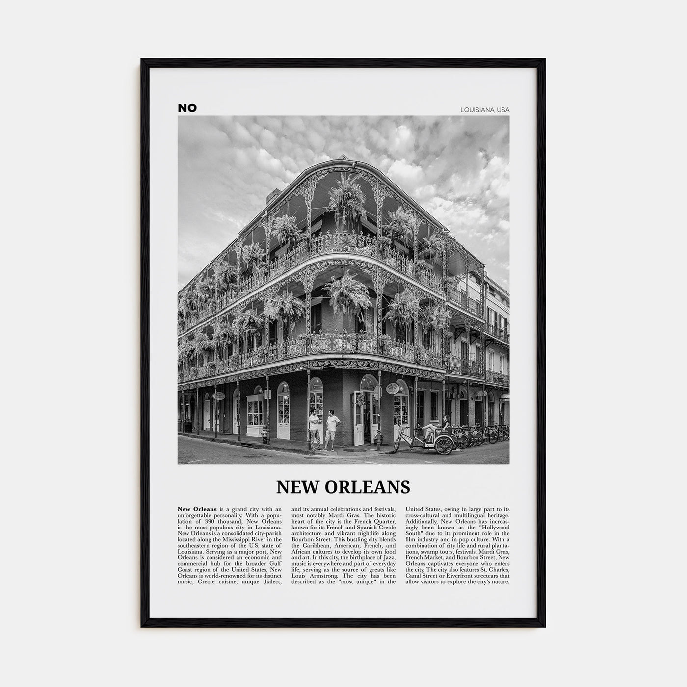 New Orleans Travel B&W No 1 Poster