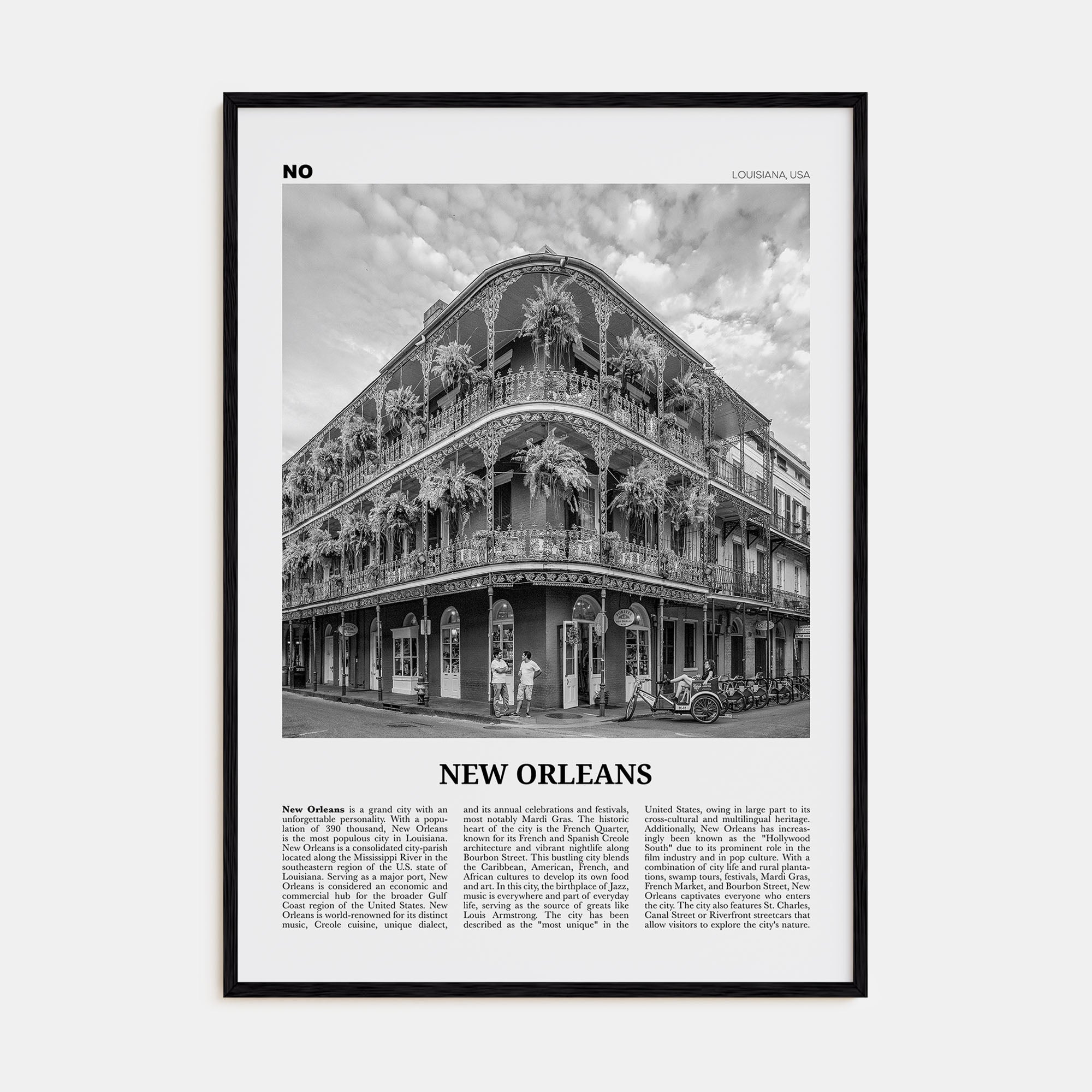 New Orleans Travel B&W No 1 Poster