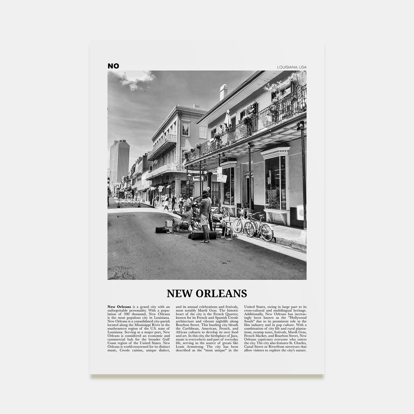 New Orleans Travel B&W No 3 Poster