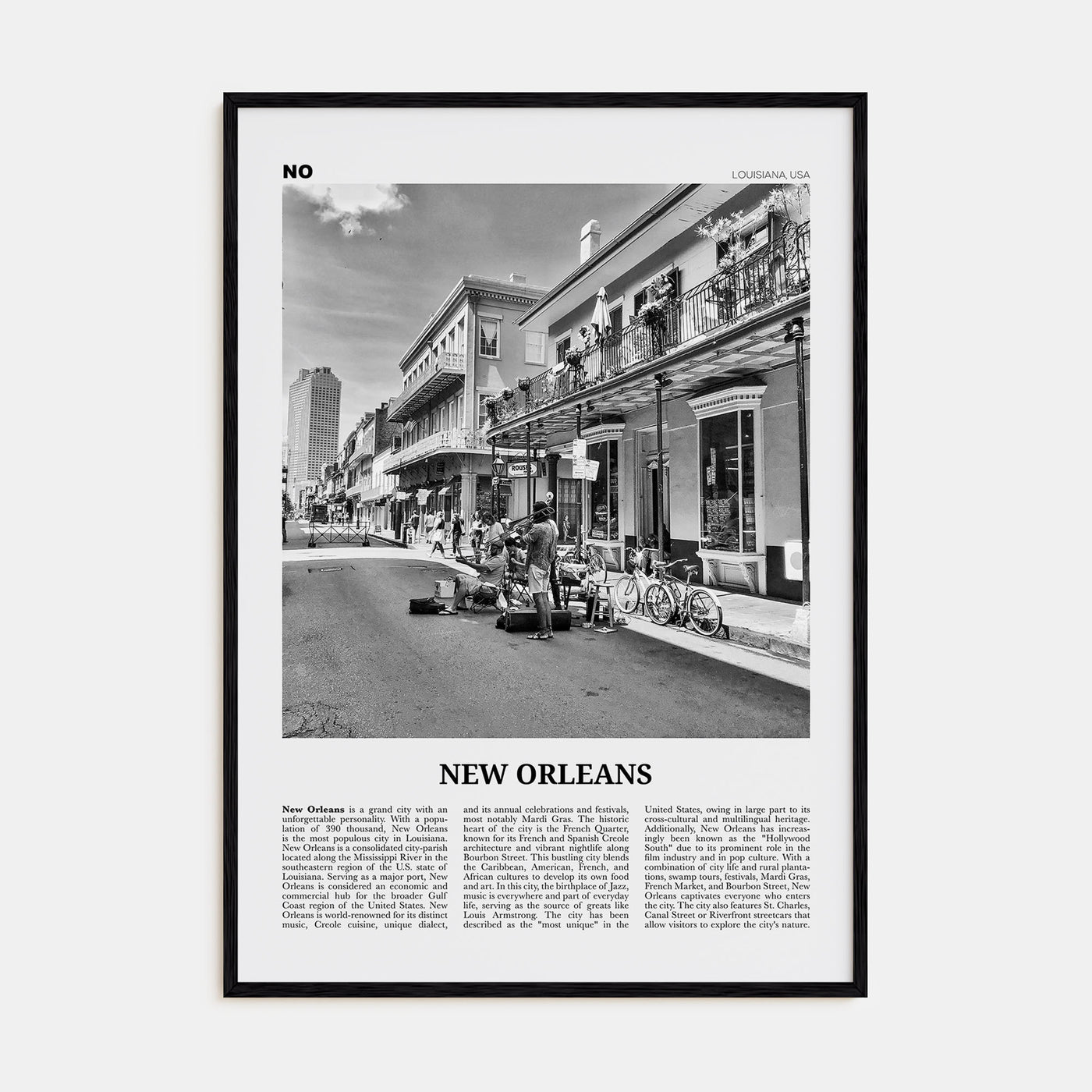 New Orleans Travel B&W No 3 Poster