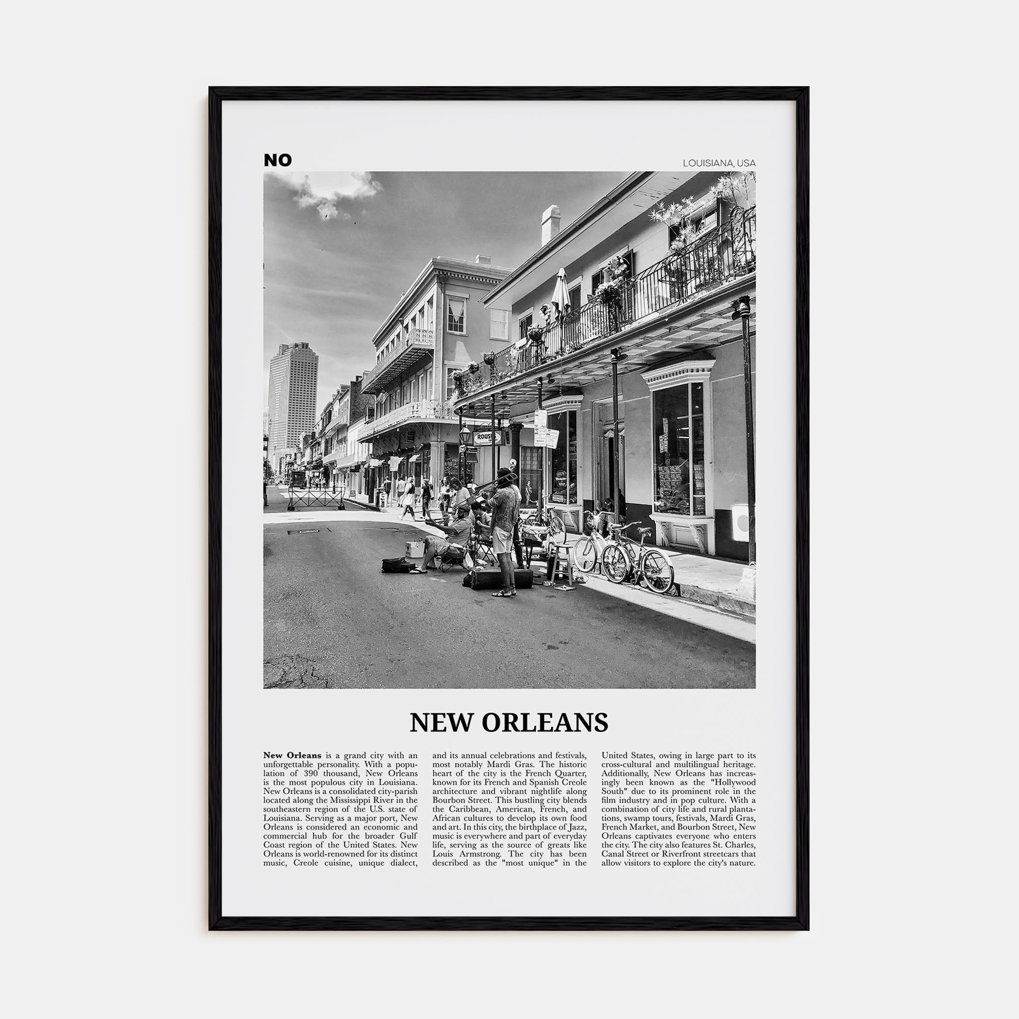 New Orleans Travel B&W No 3 Poster
