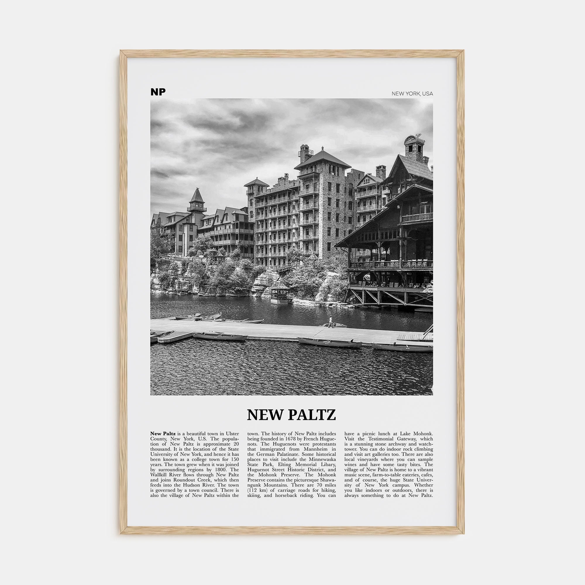 New Paltz Travel B&W Poster