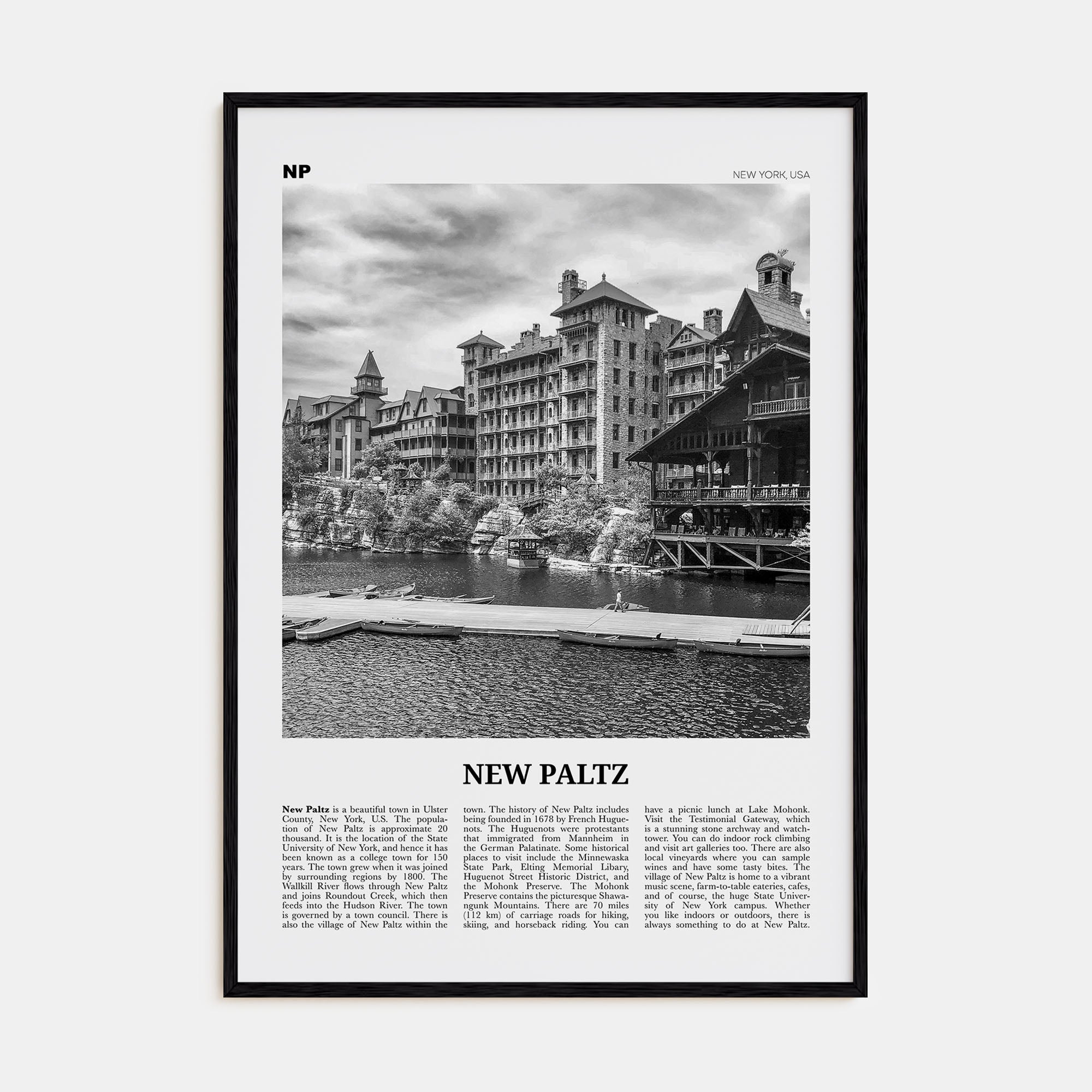 New Paltz Travel B&W Poster
