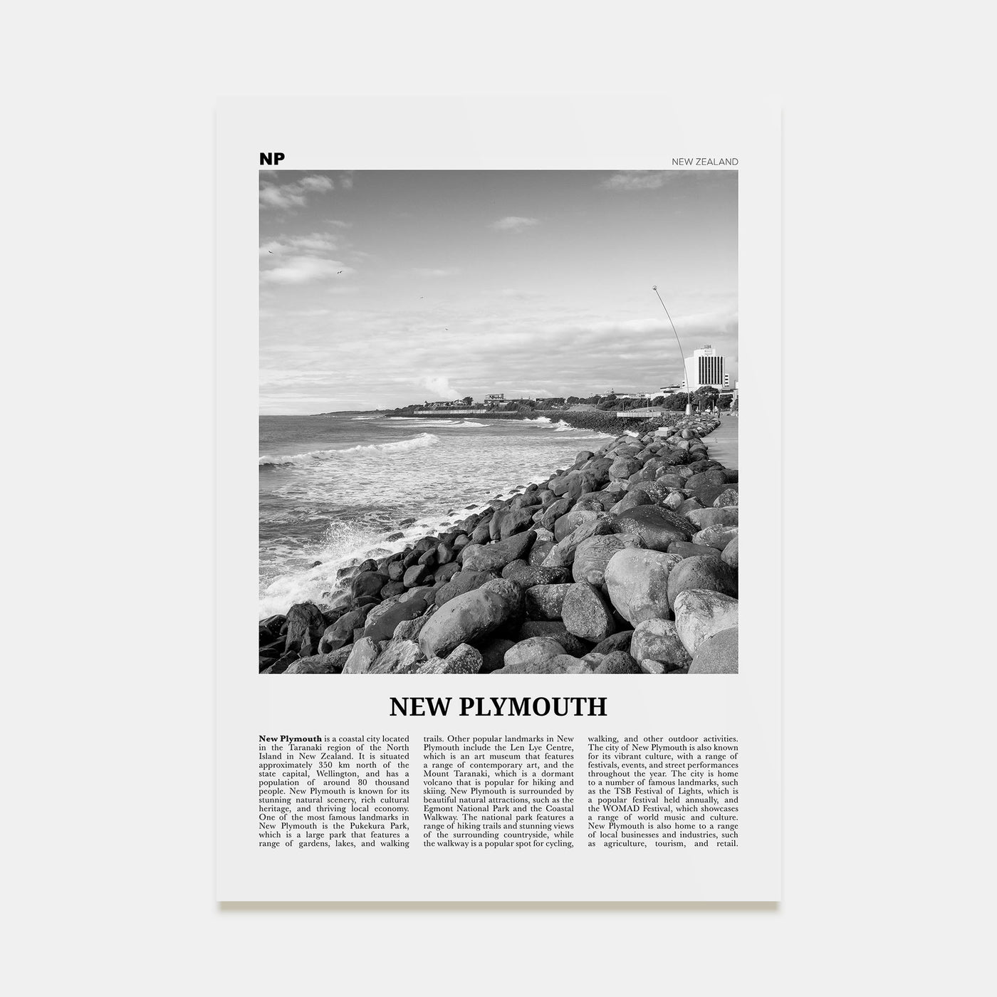 New Plymouth Travel B&W Poster