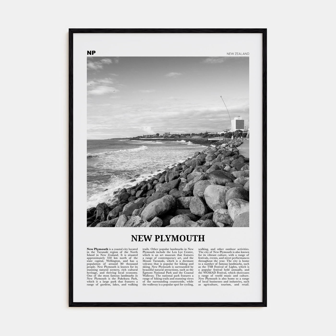 New Plymouth Travel B&W Poster