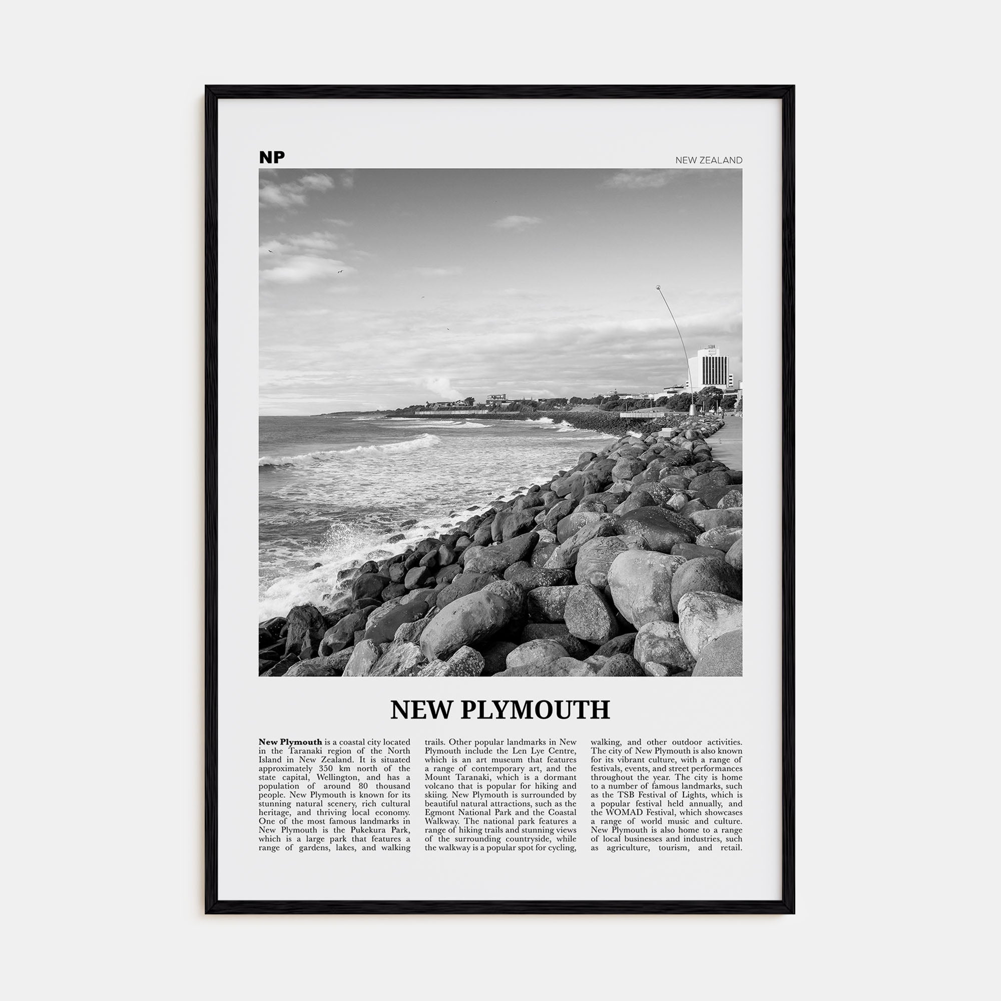 New Plymouth Travel B&W Poster