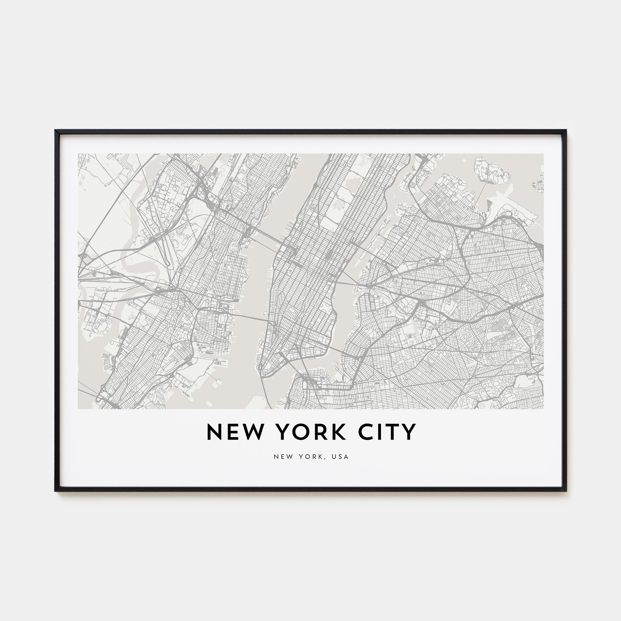 New York City Map Landscape Poster
