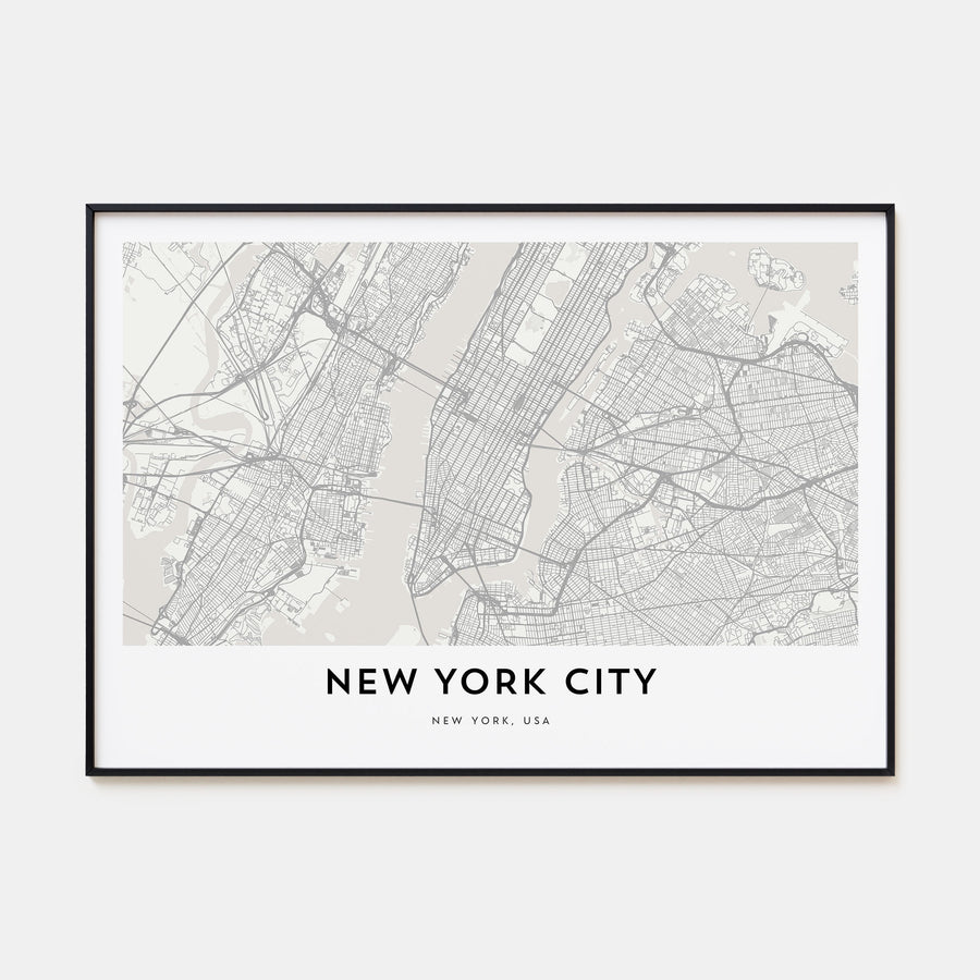 New York City Map Landscape Poster