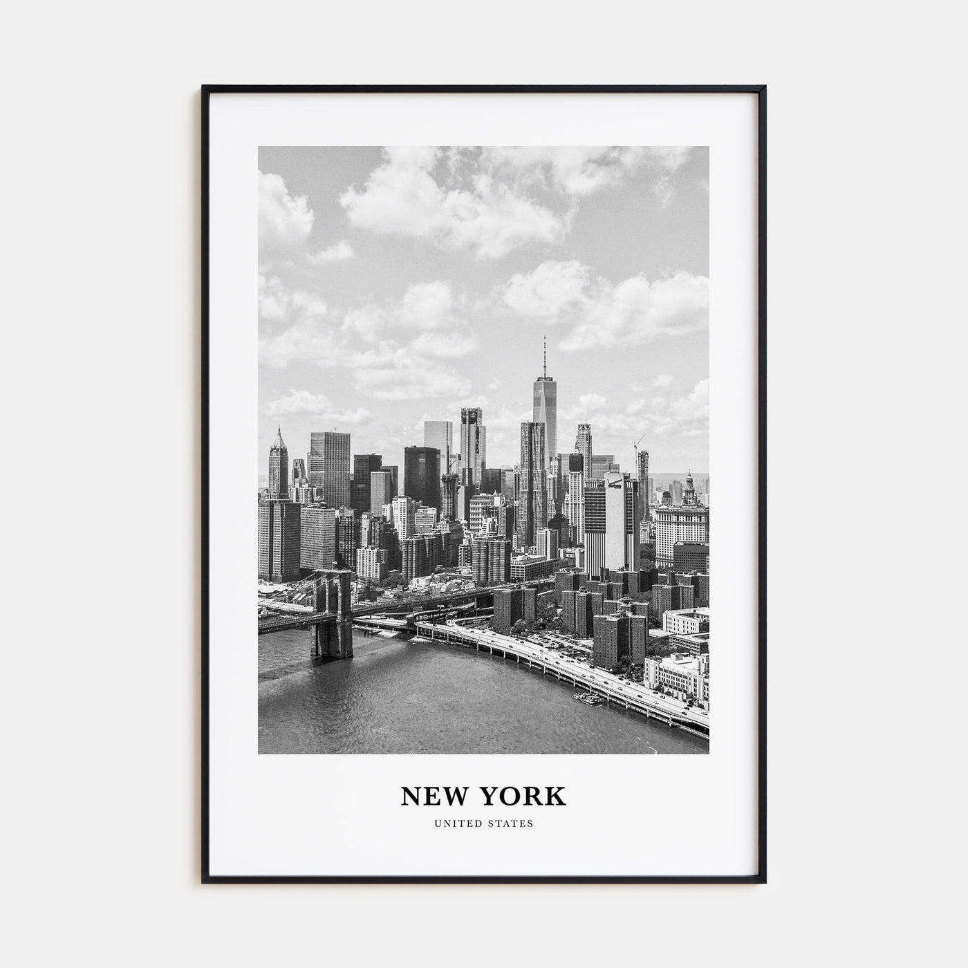 New York (State) Portrait B&W Poster