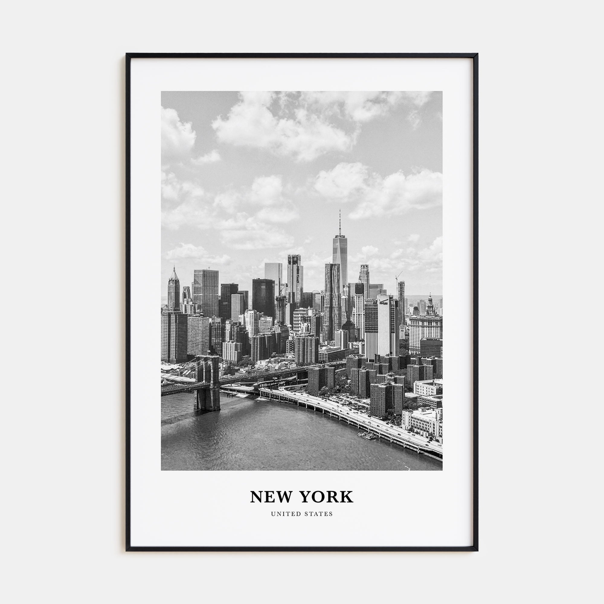 New York (State) Portrait B&W Poster