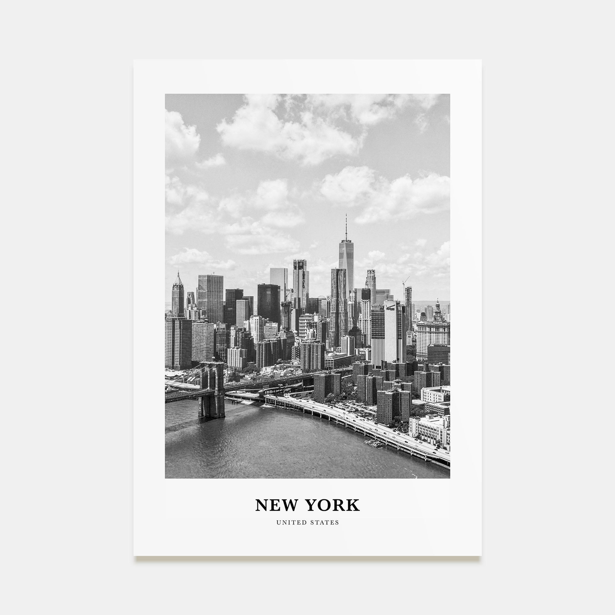 New York (State) Portrait B&W Poster