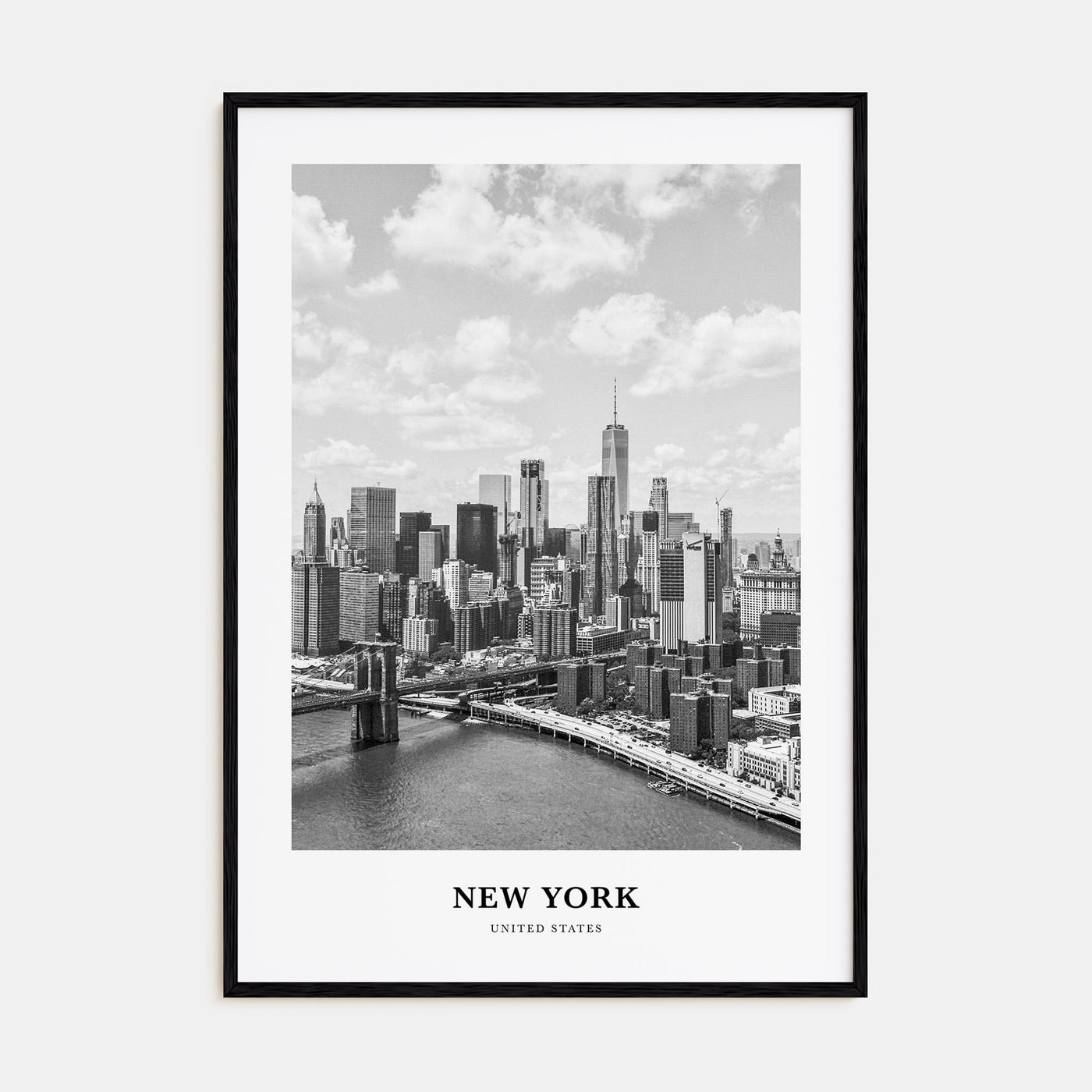 New York (State) Portrait B&W Poster