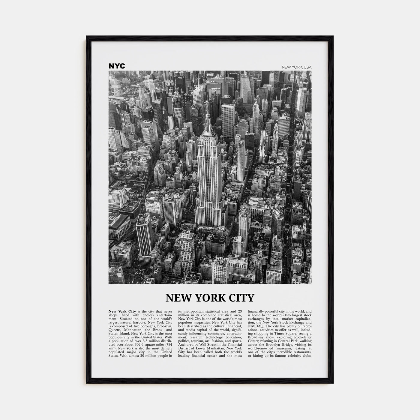 New York City Travel B&W No 2 Poster