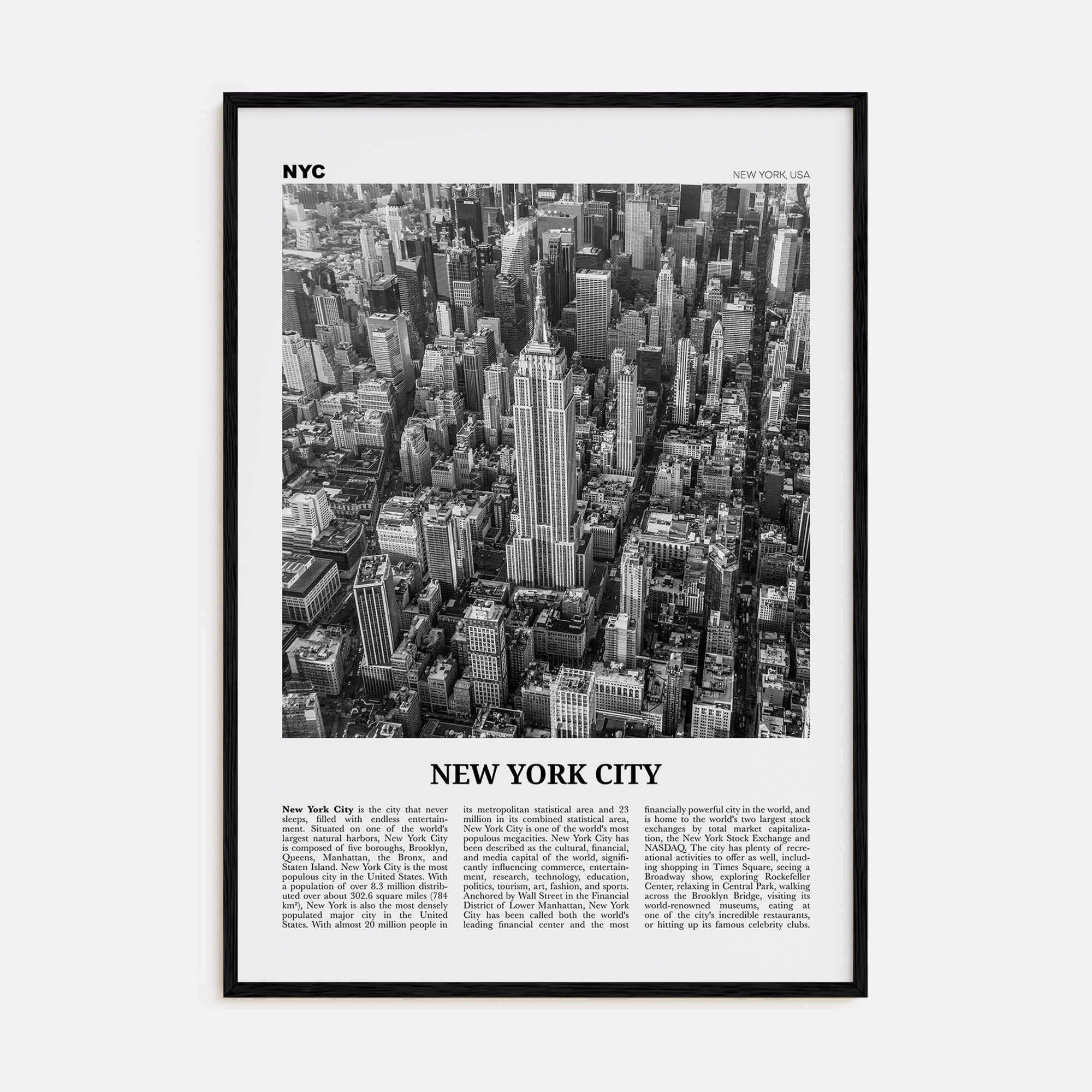 New York City Travel B&W No 2 Poster