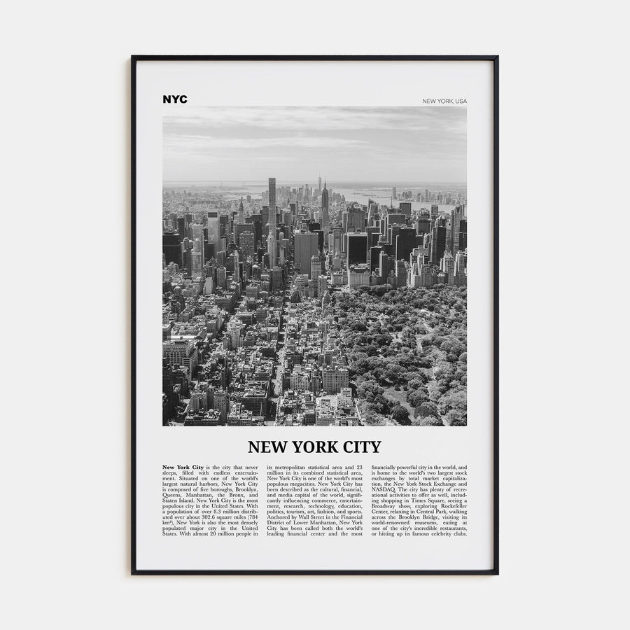 New York City Travel B&W No 3 Poster