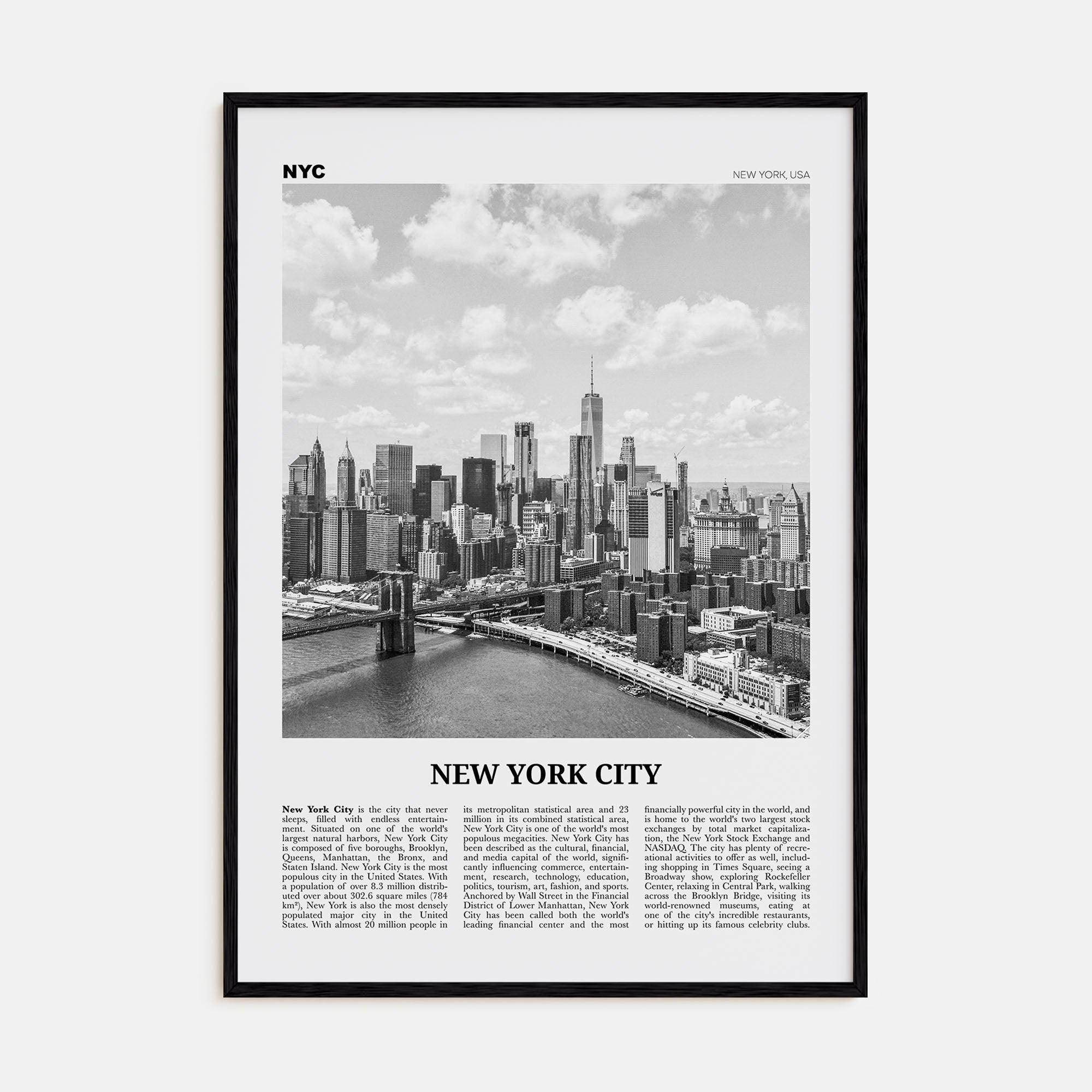 New York City Travel B&W No 7 Poster