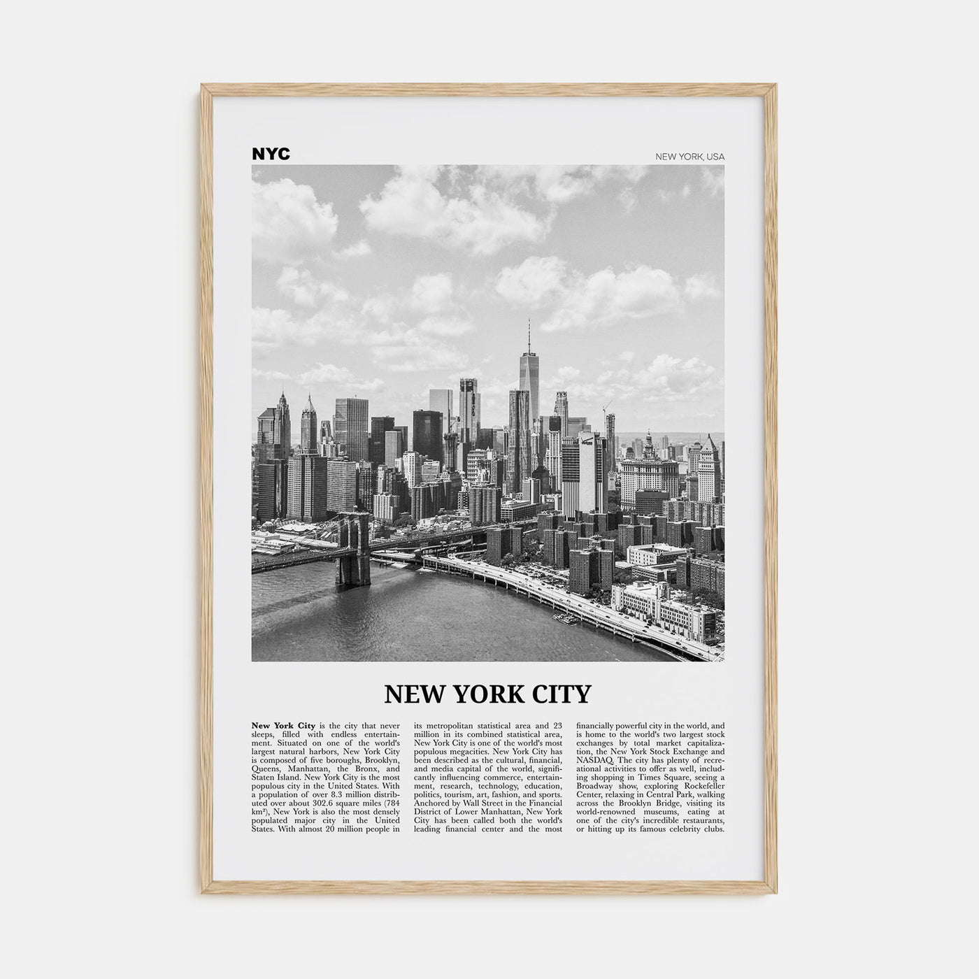 New York City Travel B&W No 7 Poster