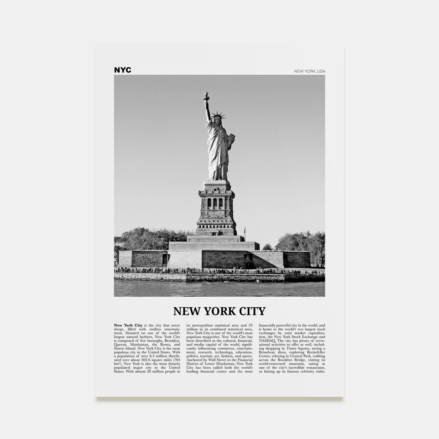 New York City Travel B&W No 8 Poster