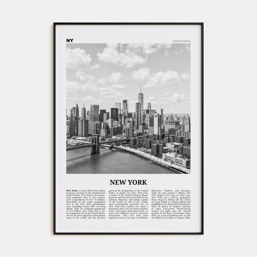 New York (State) Travel B&W No 1 Poster