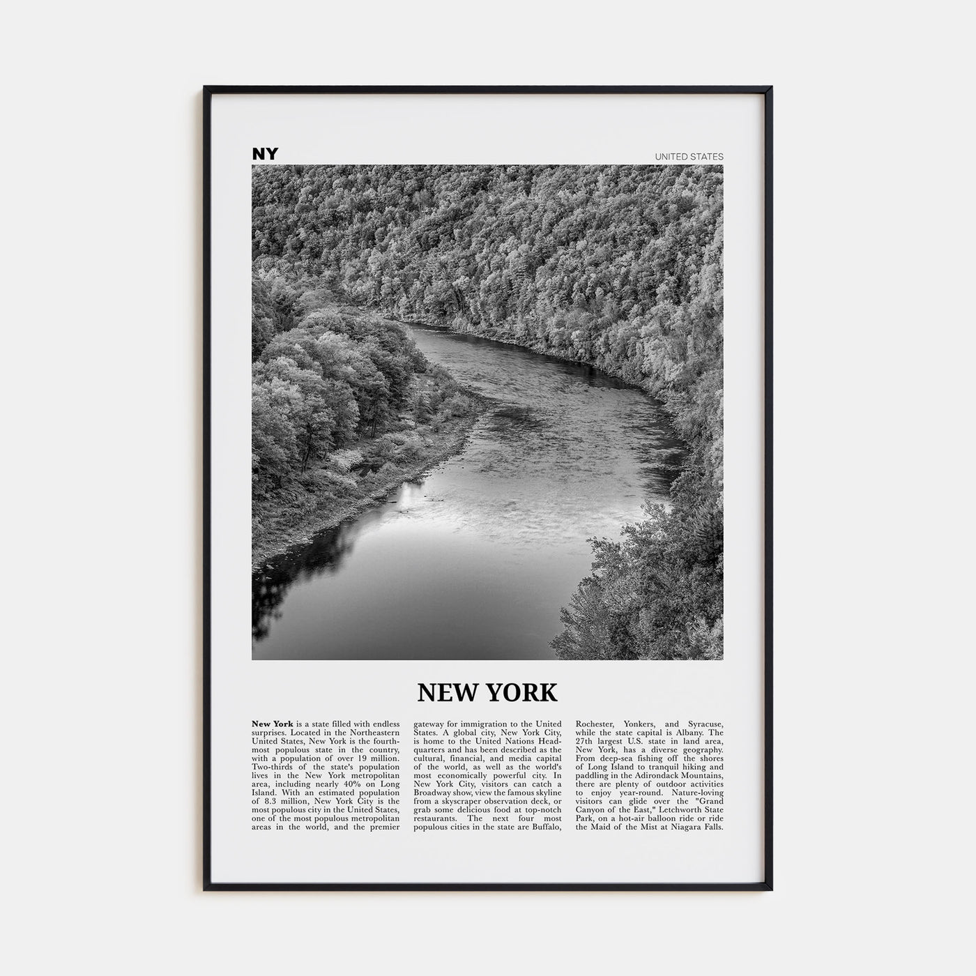 New York (State) Travel B&W No 2 Poster