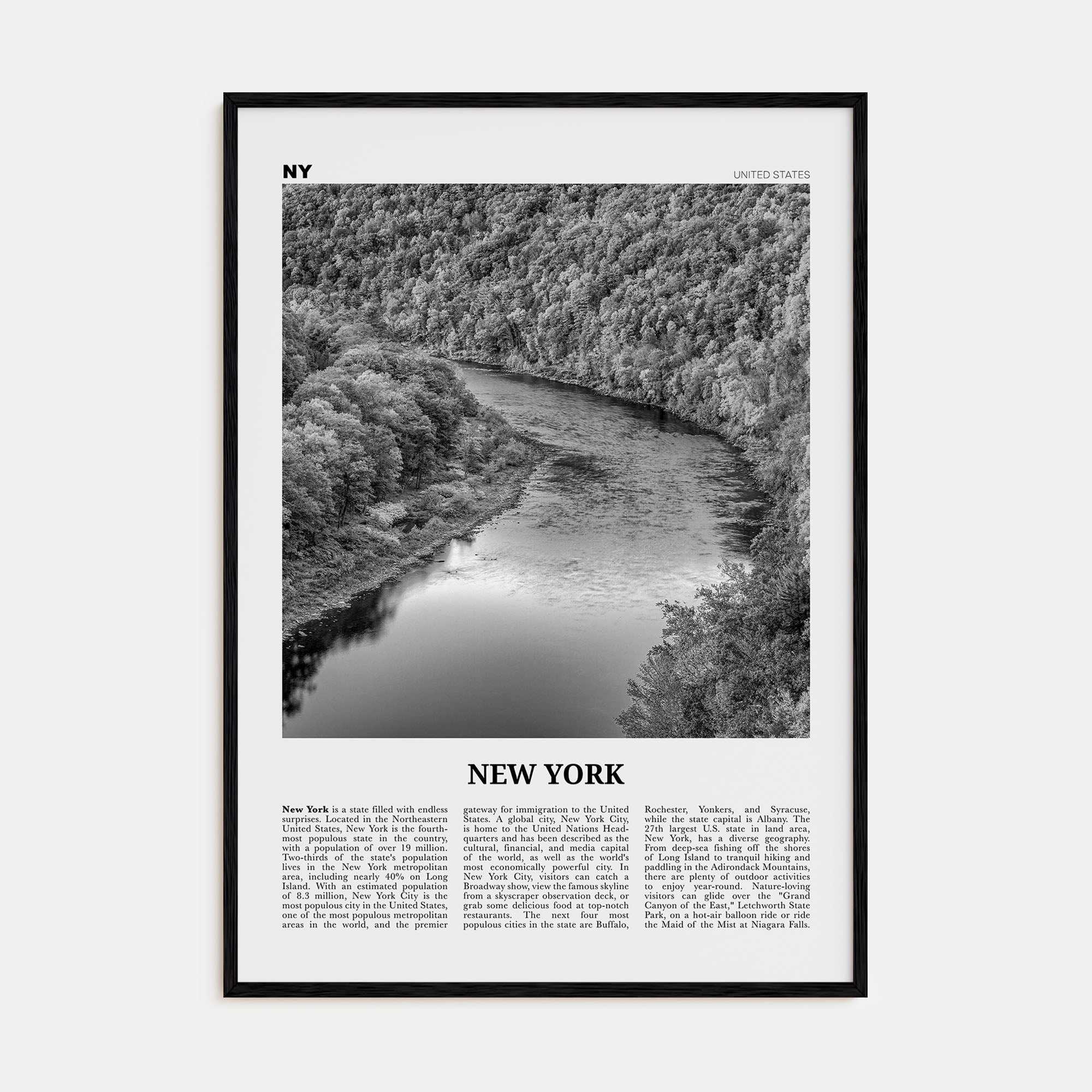 New York (State) Travel B&W No 2 Poster