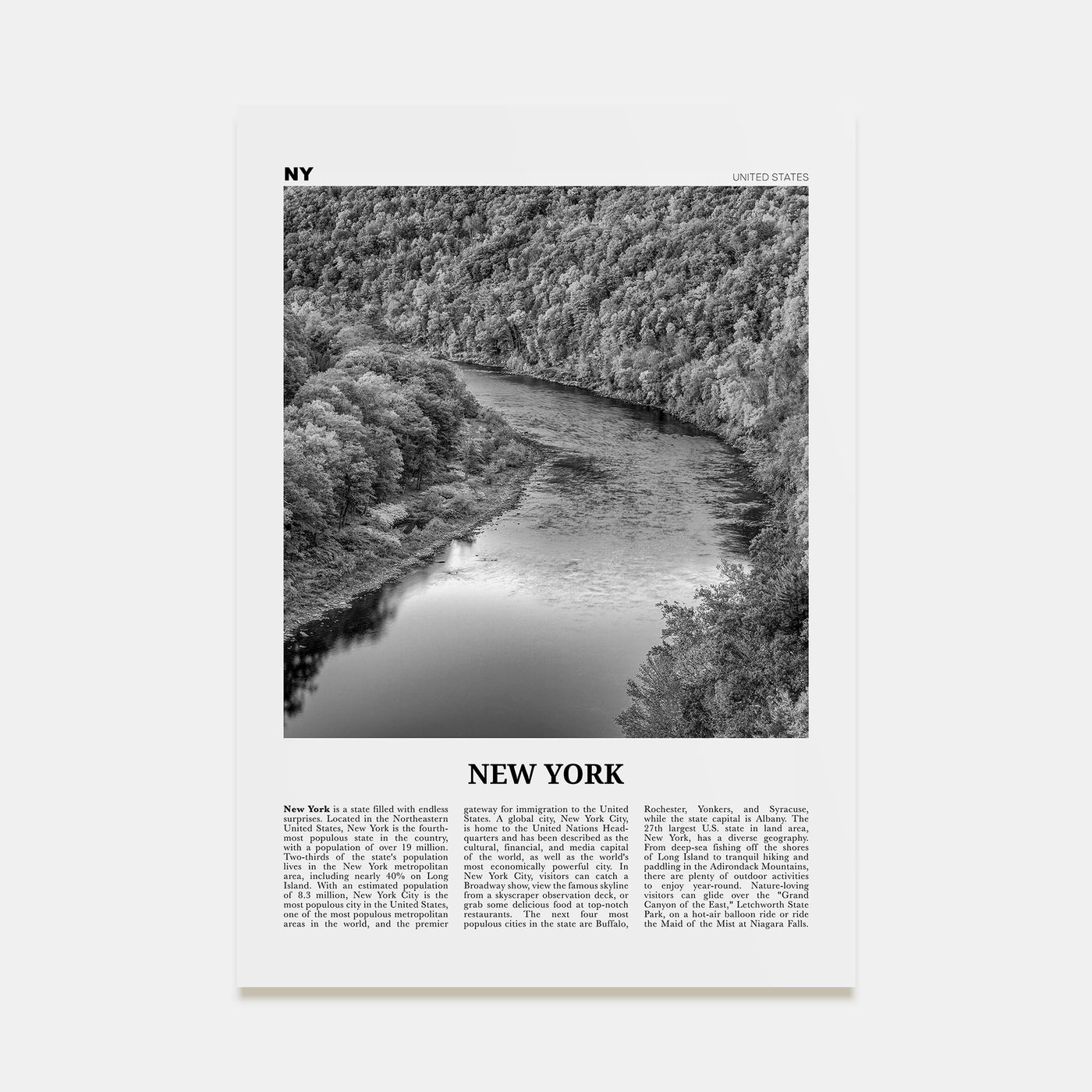 New York (State) Travel B&W No 2 Poster