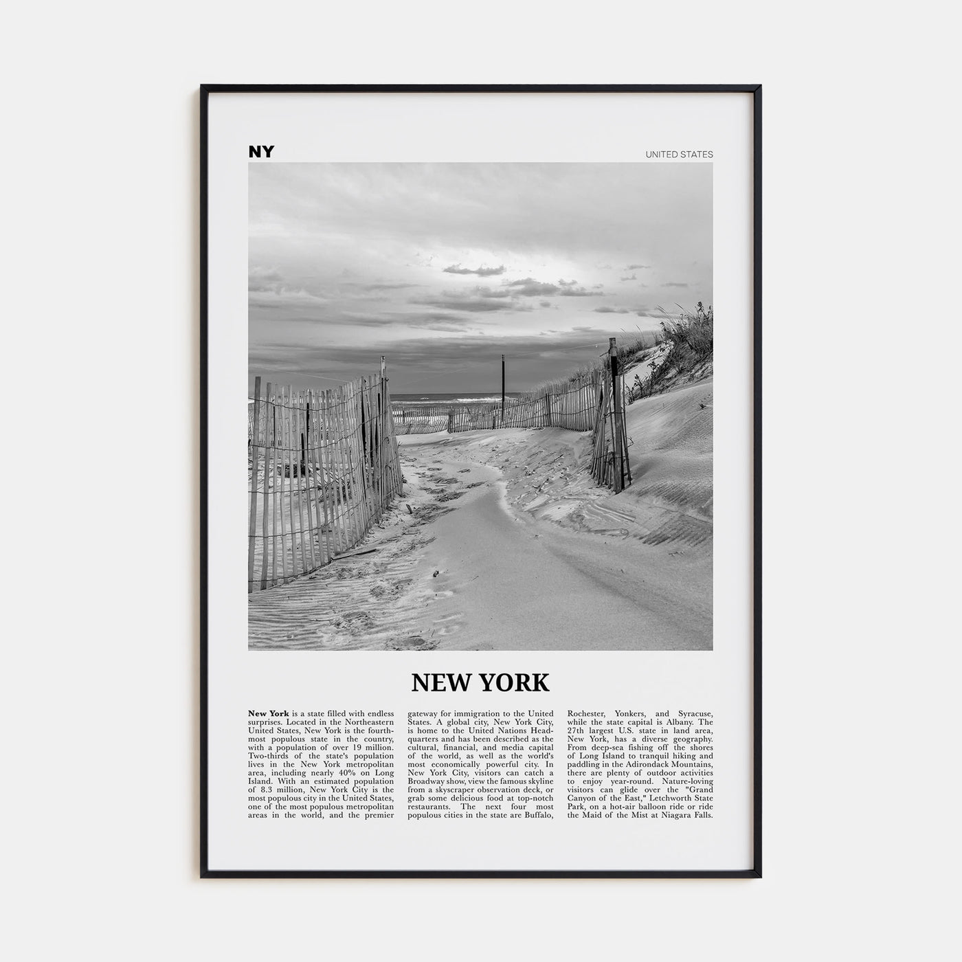 New York (State) Travel B&W No 3 Poster
