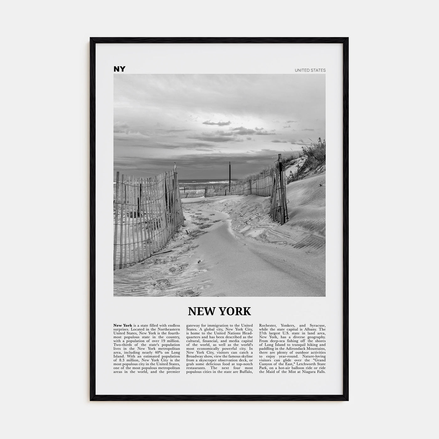 New York (State) Travel B&W No 3 Poster